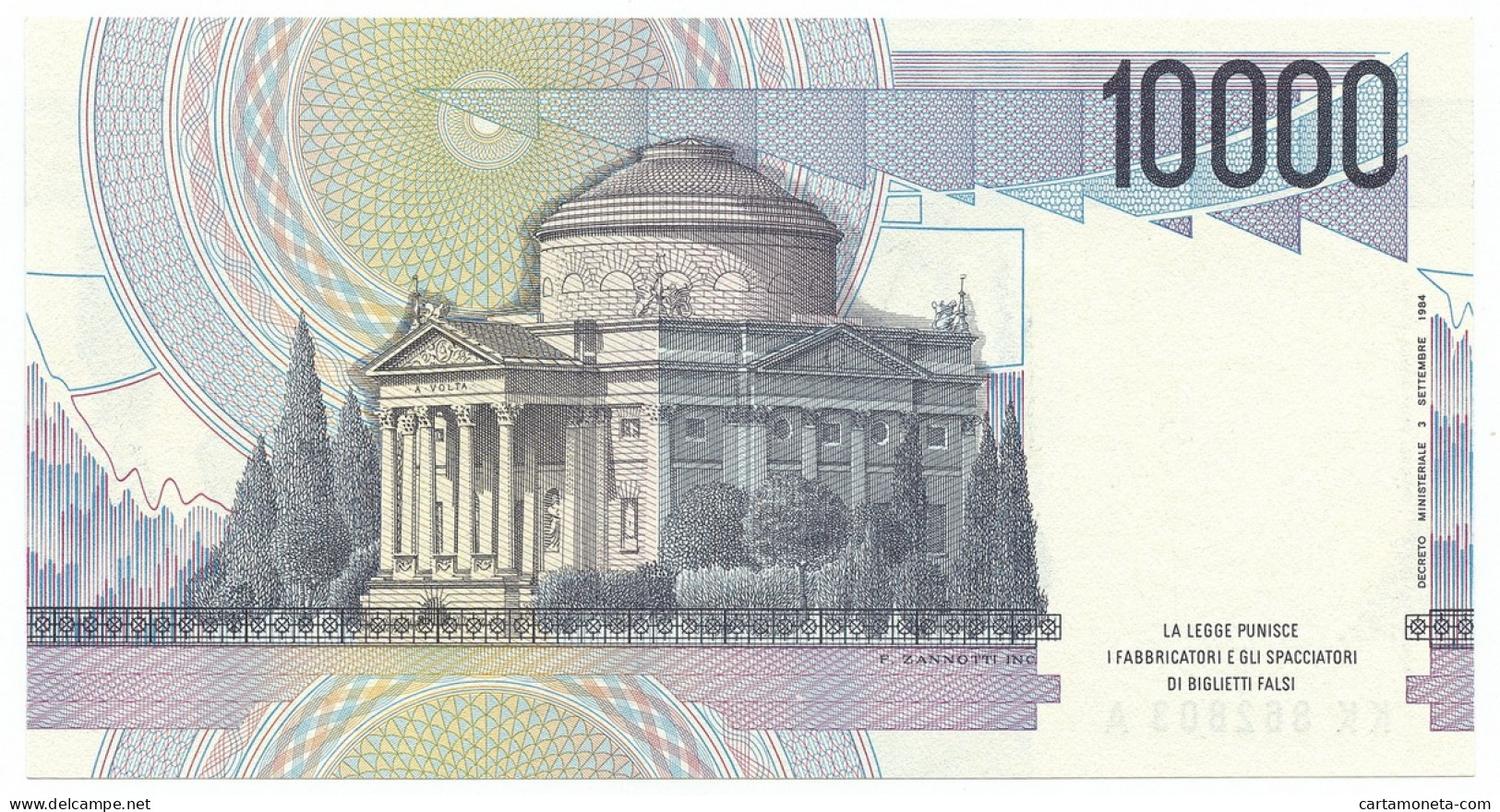 10000 LIRE BANCA D'ITALIA ALESSANDRO VOLTA LETTERA K 19/08/1998 FDS-/FDS - Otros & Sin Clasificación