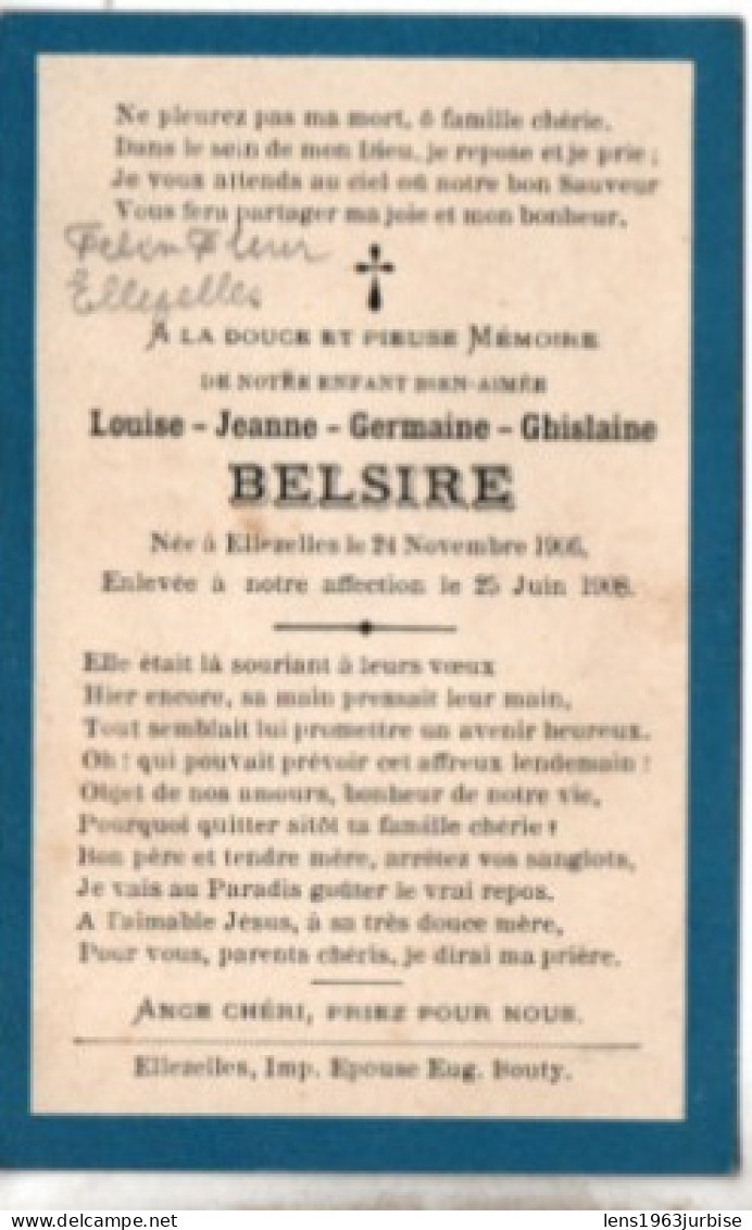 Ellezelles , 1906 - 1908 - Avvisi Di Necrologio