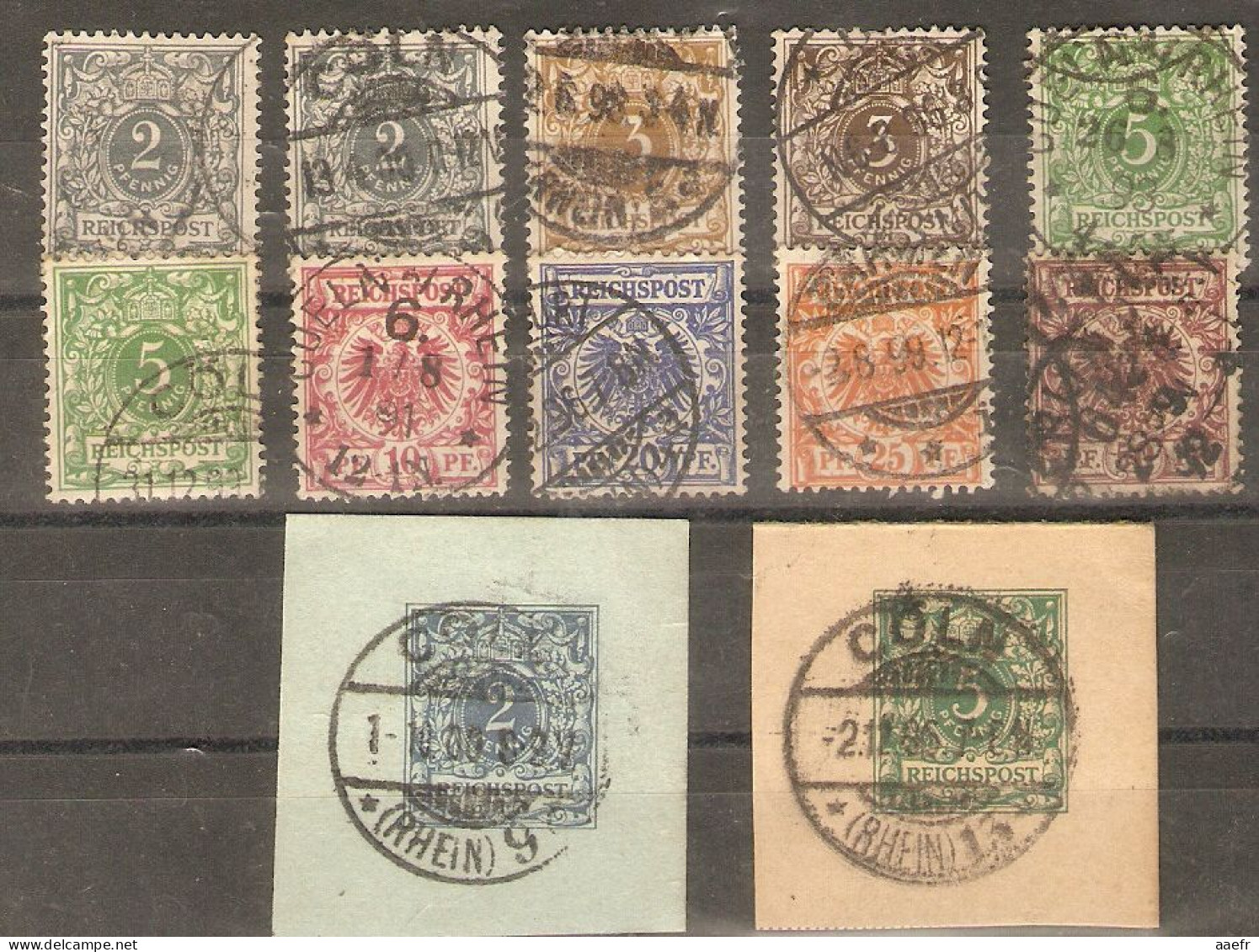 Allemagne Empire 1889/19 - Petit Lot De 10° Avec Nuances + 2 Fragments D'entiers Postaux - - Used Stamps
