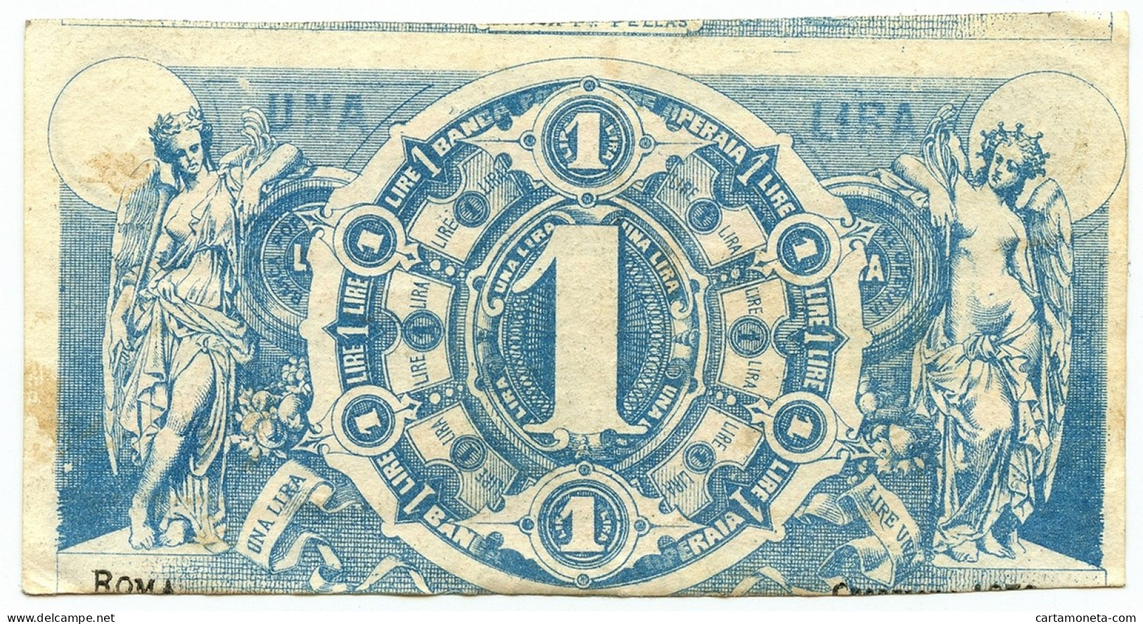 1 LIRA BIGLIETTO FIDUCIARIO BANCA POPOLARE OPERAIA DI ROMA 1872 BB/SPL - Andere & Zonder Classificatie