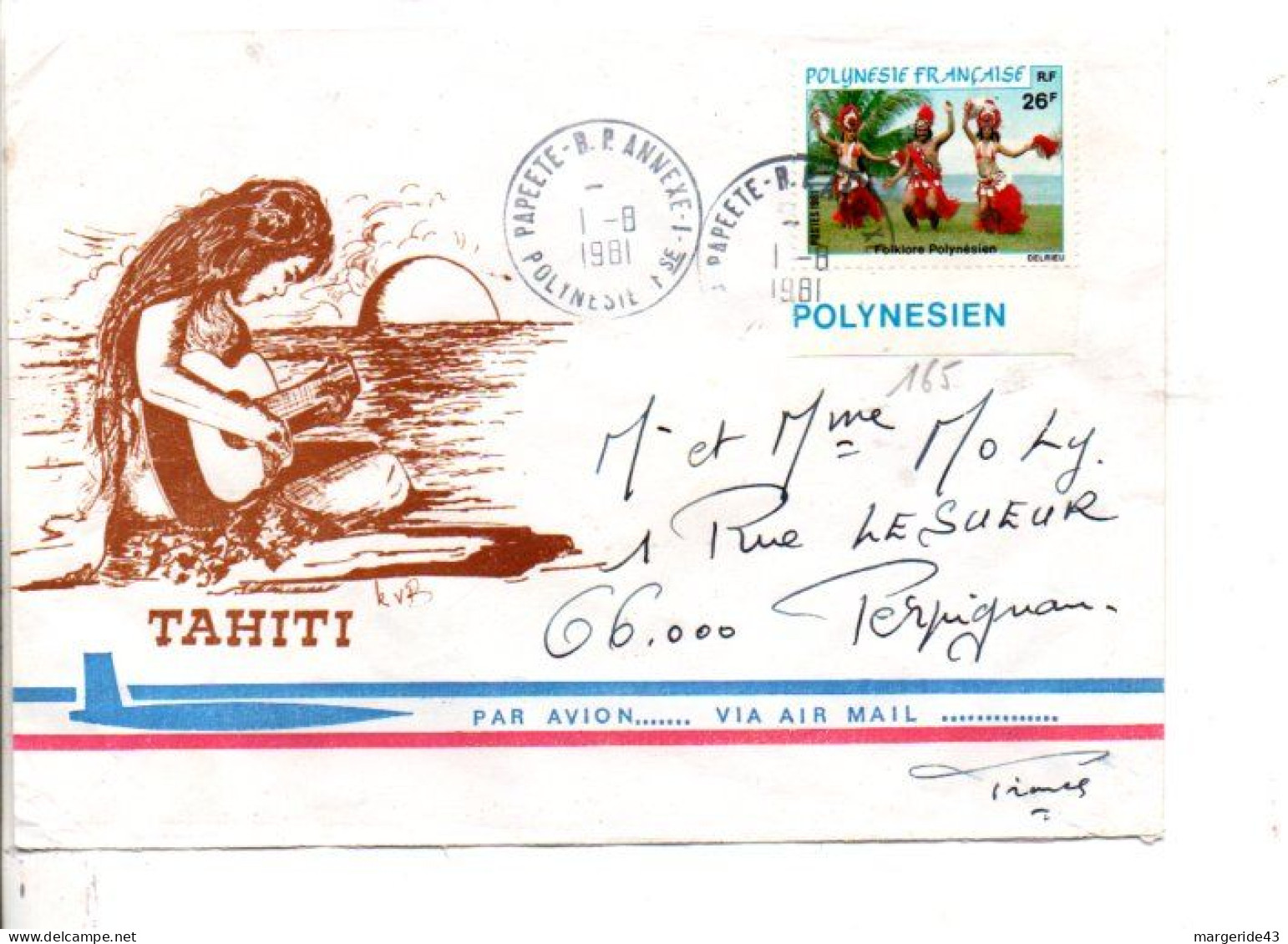 POLYNESIE SEUL SUR LETTRE POUR LA FRANCE 1981 - Lettres & Documents