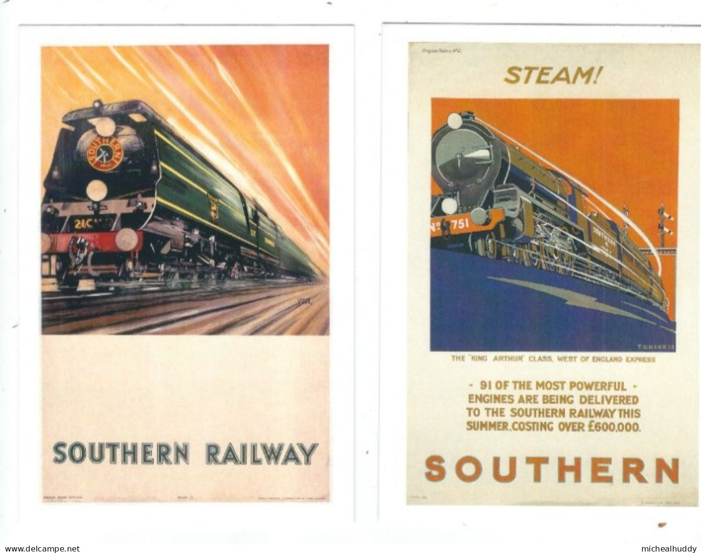2 POSTCARDS UK RAIL ADVERTISING SOUTHERN RAILWAY - Materiale