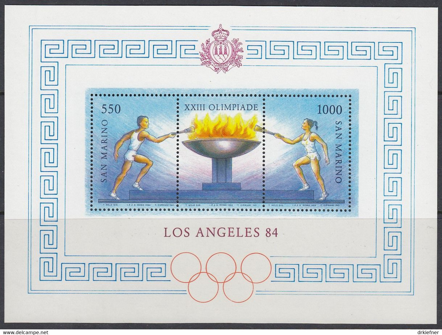 SAN MARINO Block 9, Postfrisch **, Olympische Sommerspiele, Los Angeles, 1984 - Hojas Bloque
