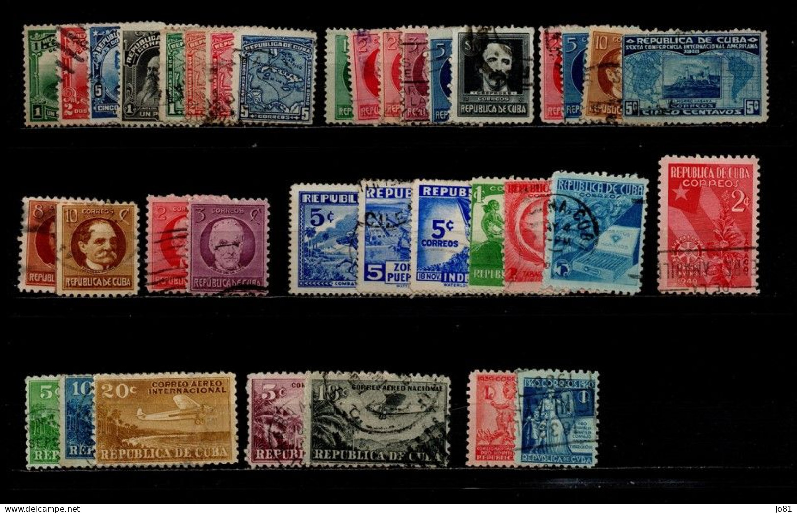 Cuba Lot De 36 Timbres Différents Oblitéré Neuf Avec Charnière X MH Sans Gomme (X) - Used Stamps