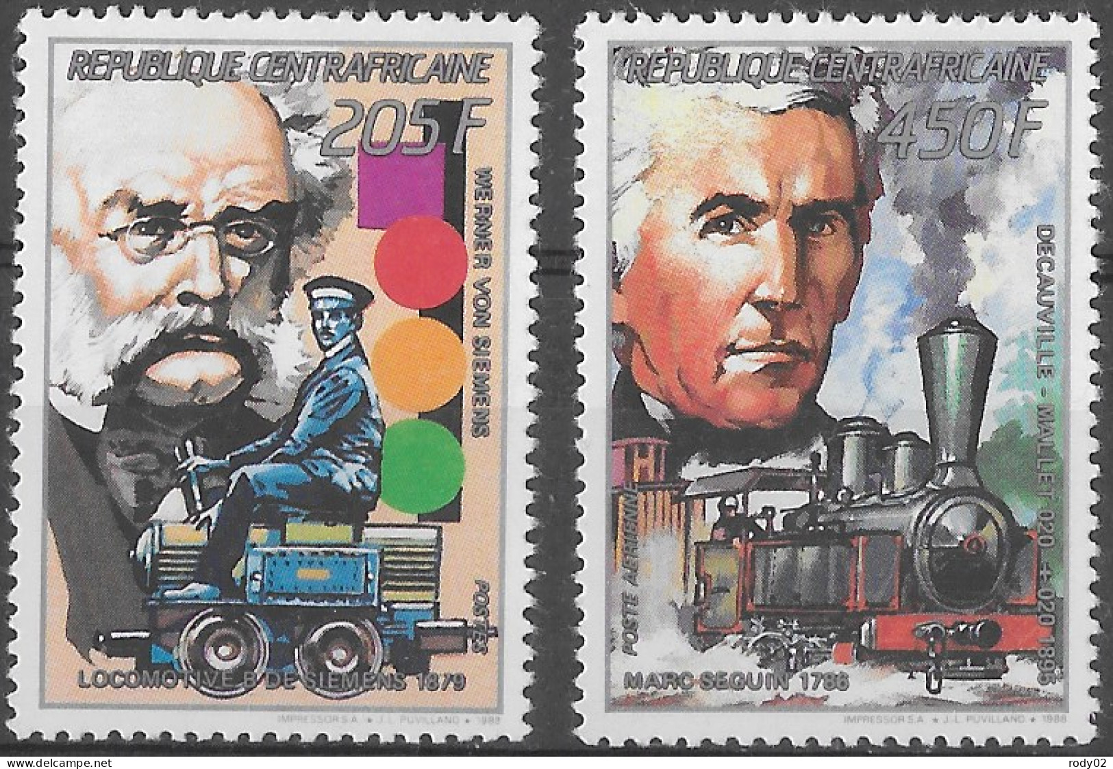 CENTRAFRIQUE - LOCOMOTIVES ET CONSTRUCTEURS - N° 802 ET PA 381A - NEUF** MNH - Eisenbahnen