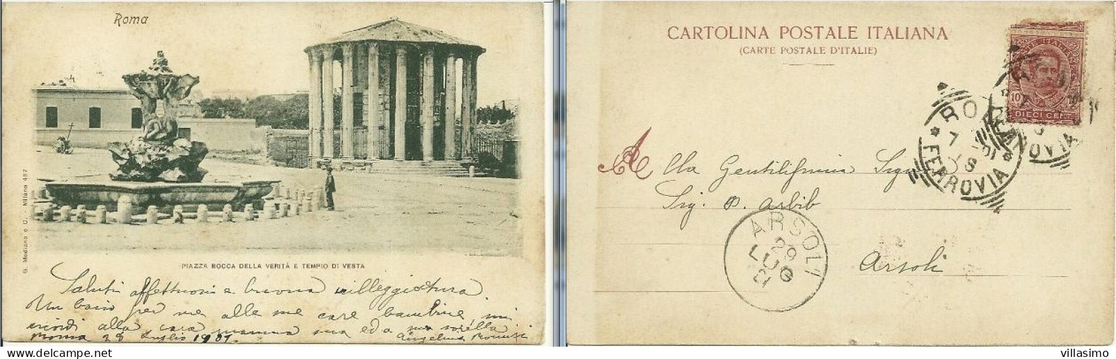 ROMA - PIAZZA BOCCA DELLA VERITÀ E TEMPIO DI VESTA - ANIMATA - F.P. VG. 1901 - Places