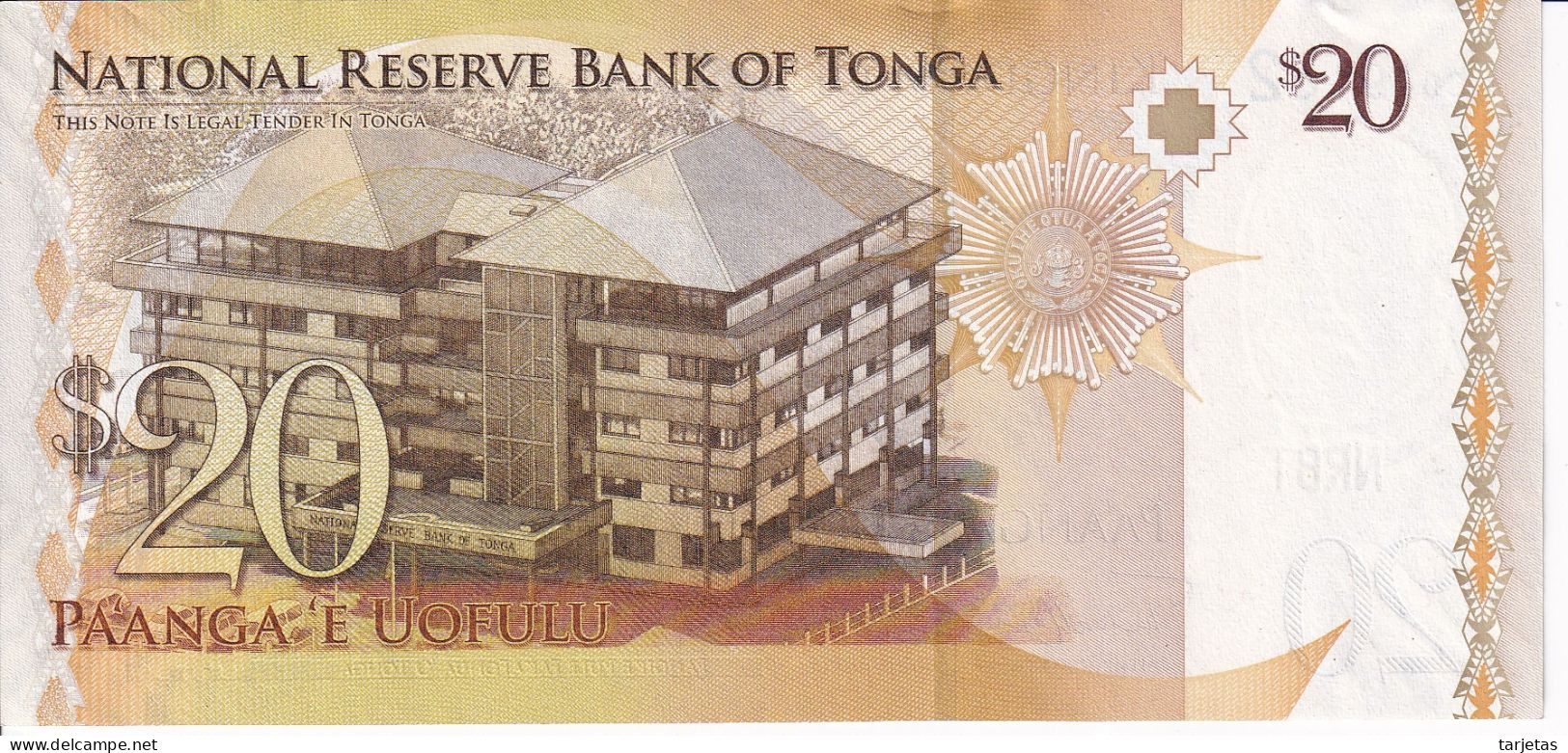 BILLETE DE TONGA DE 20 PA'ANGA DEL AÑO 2013 SIN CIRCULAR (UNC) (BANKNOTE) - Tonga