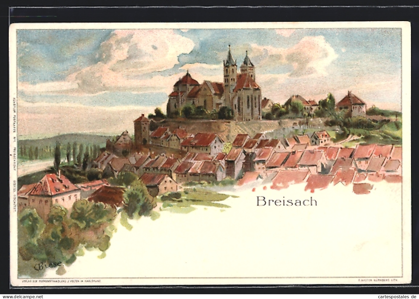 Künstler-AK C.Biese: Breisach, Ortschaft Mit Kloster  - Other & Unclassified