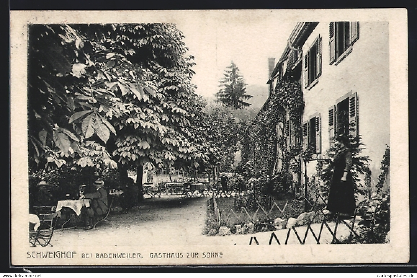 AK Schweighof /Badenweiler, Gasthaus Zur Sonne, Gastgarten  - Badenweiler