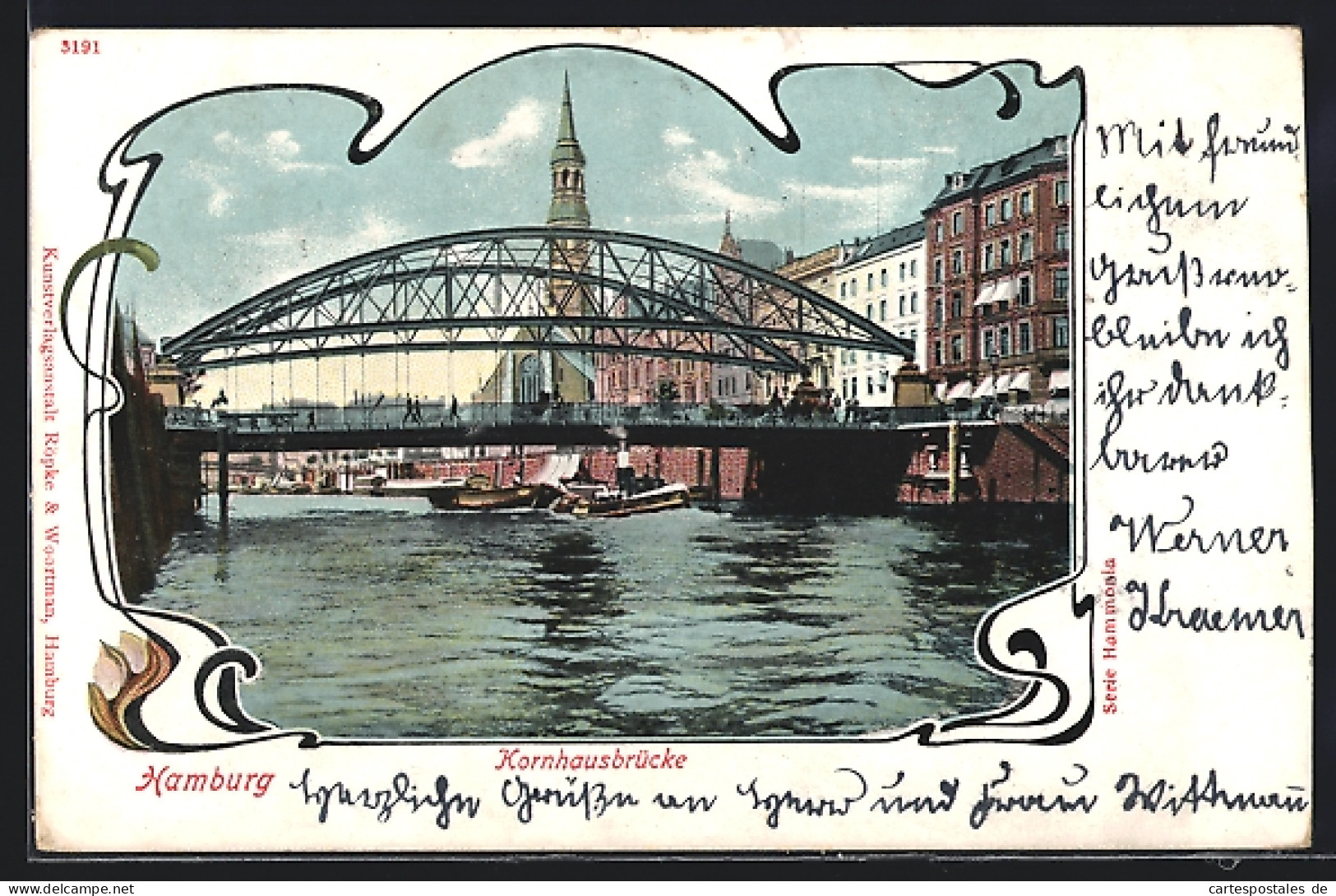 AK Hamburg, Kornhausbrücke Vom Wasser Aus Gesehen  - Mitte