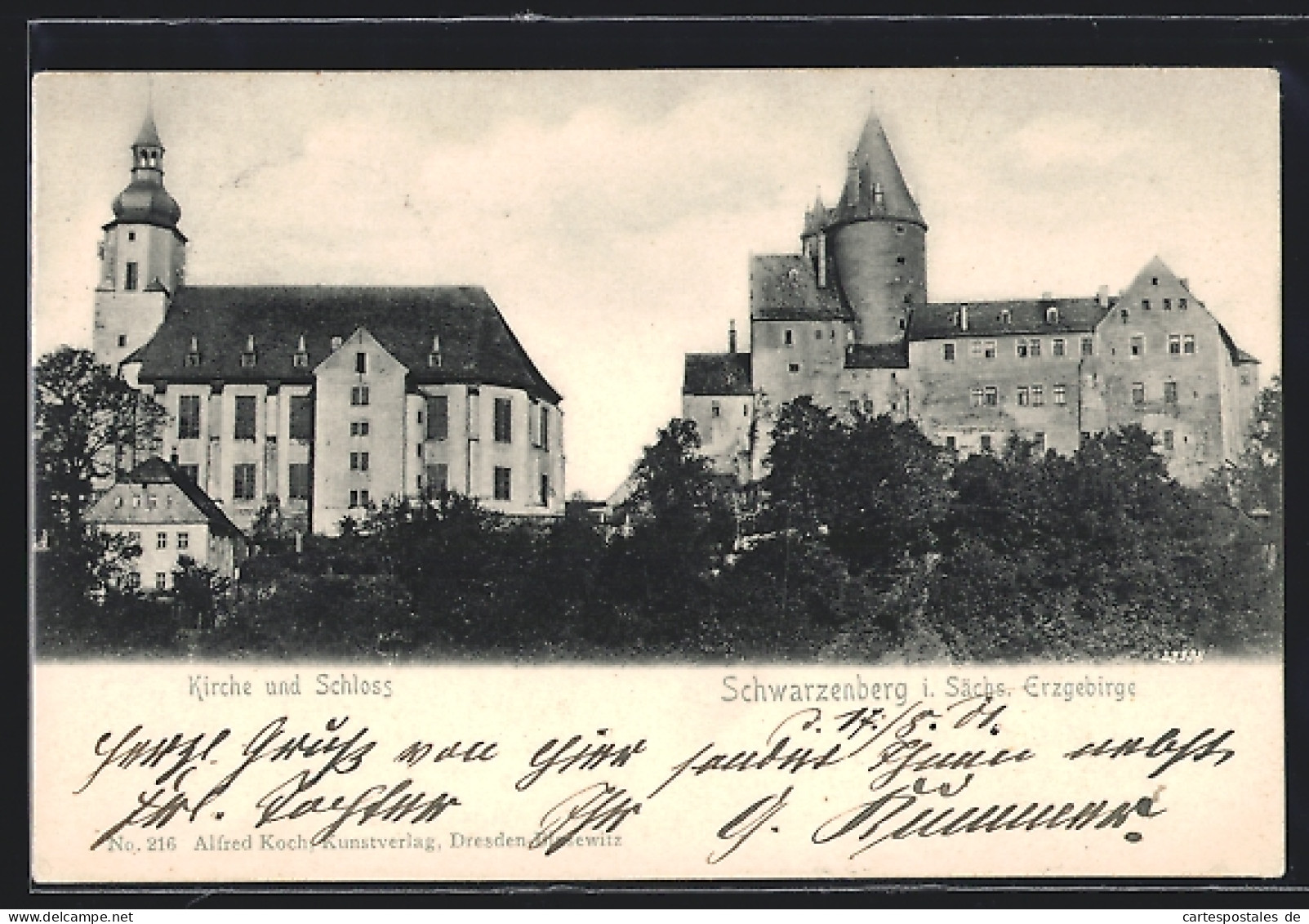 AK Schwarzenberg I. Sächs. Erzgebirge, Kirche Und Schloss  - Schwarzenberg (Erzgeb.)