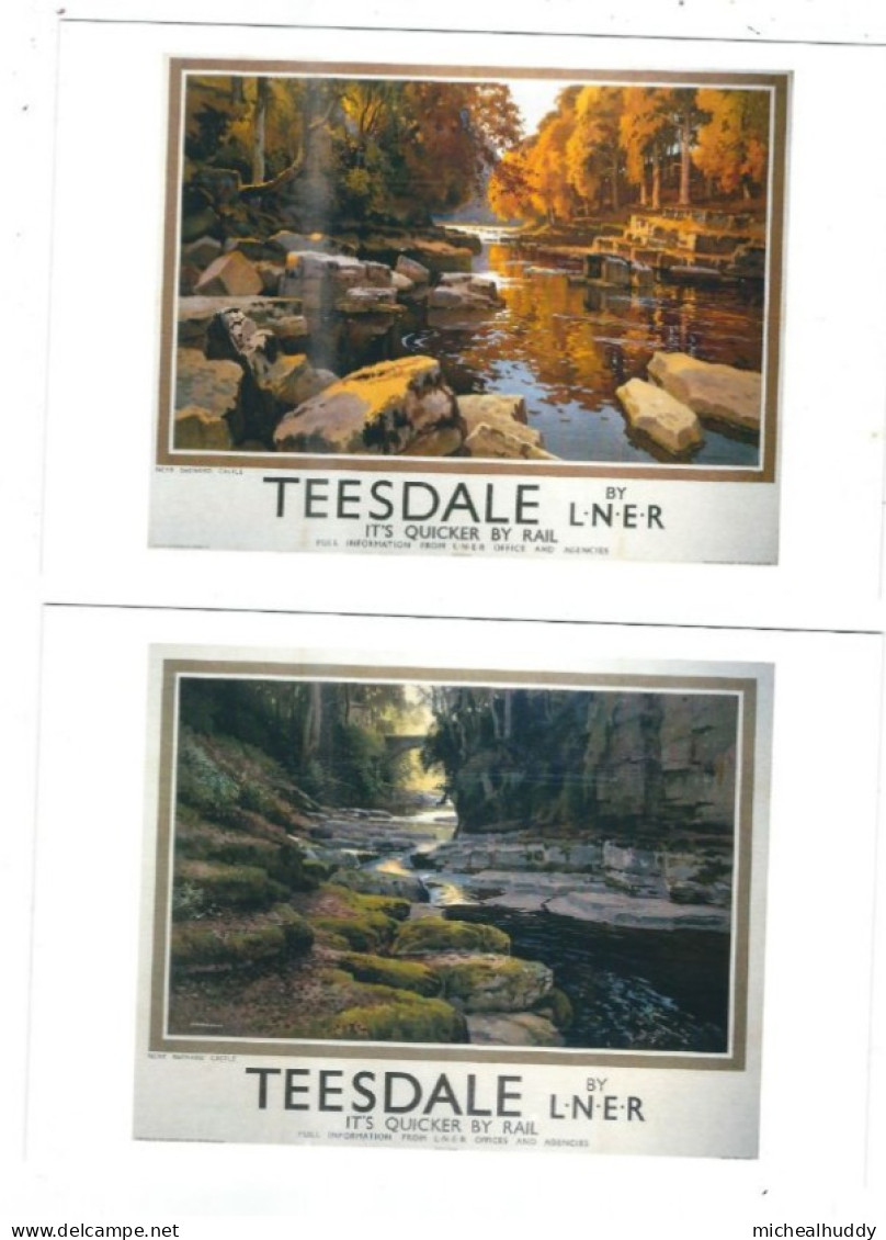 2 POSTCARDS UK RAIL ADVERTISING  L.N.E.R.  TEESDALE - Equipo