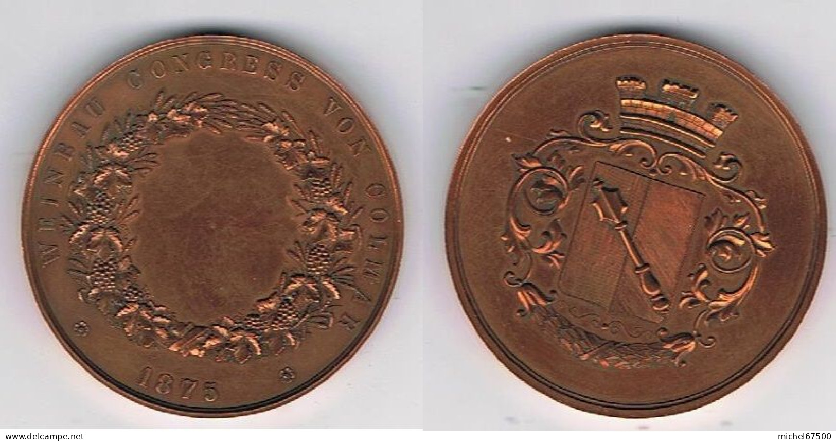 Médaille COLMAR 1875 Congrès De Viticulture - Autres & Non Classés