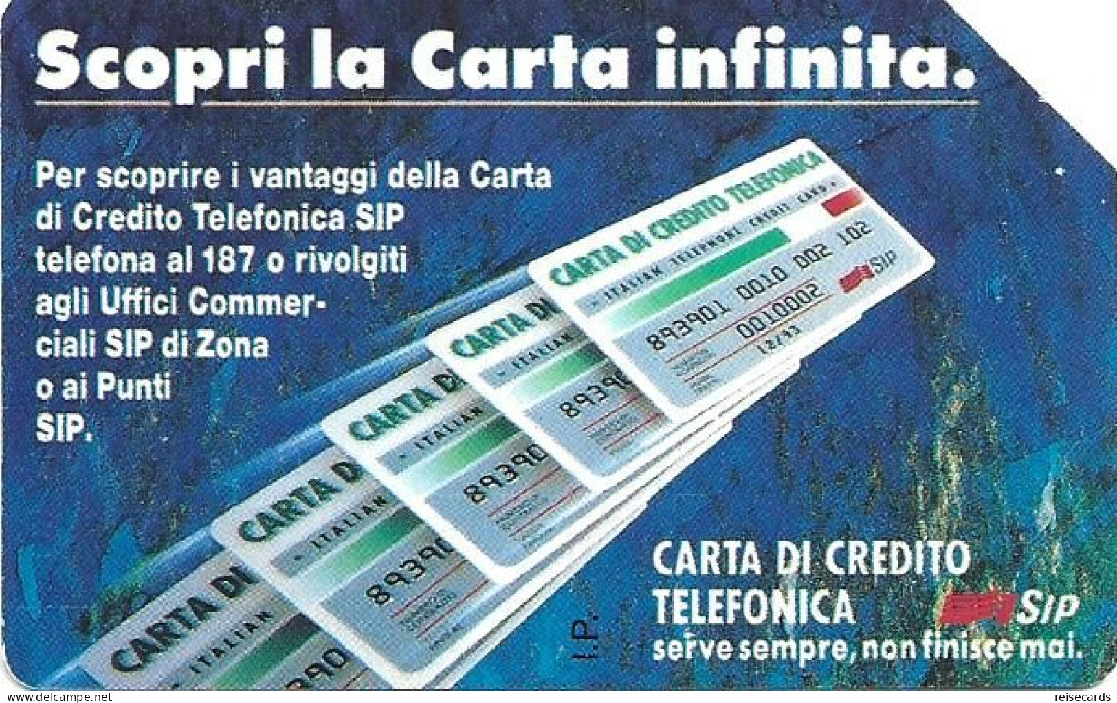 Italy: Telecom Italia SIP - Carta Infinita, Tipo B - Pubbliche Pubblicitarie