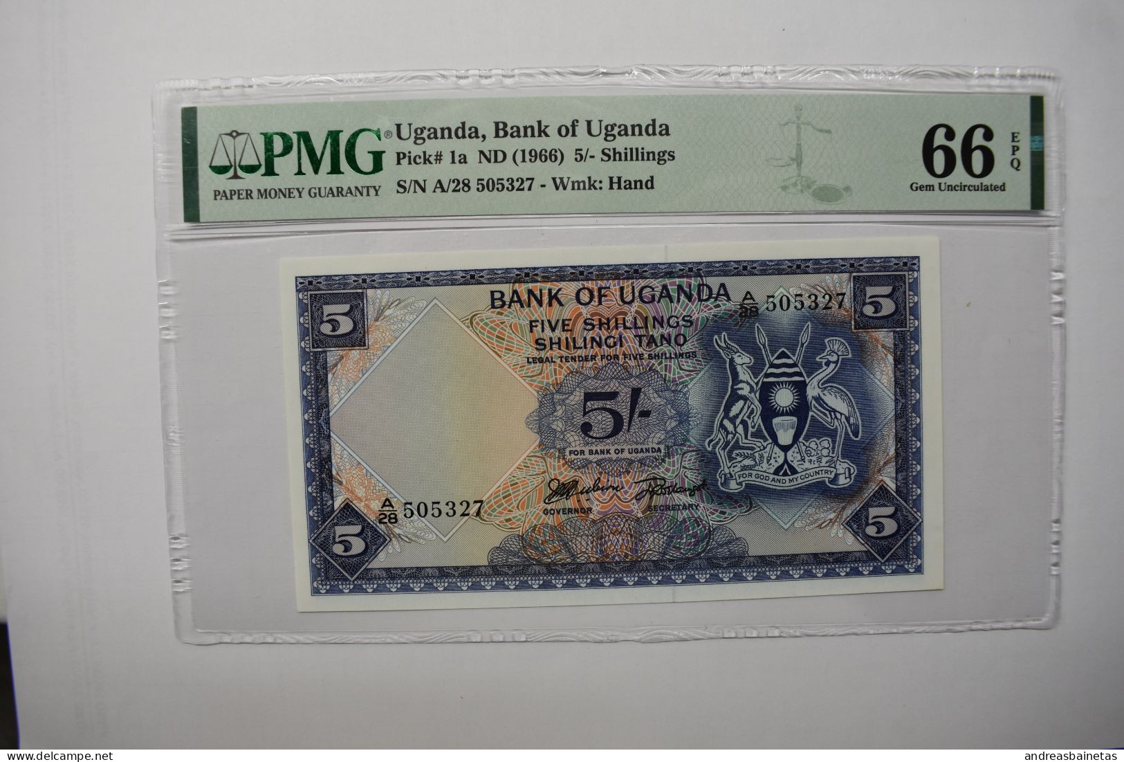 Banknotes Uganda 1966 5 Shillings PMG 66 - Oeganda