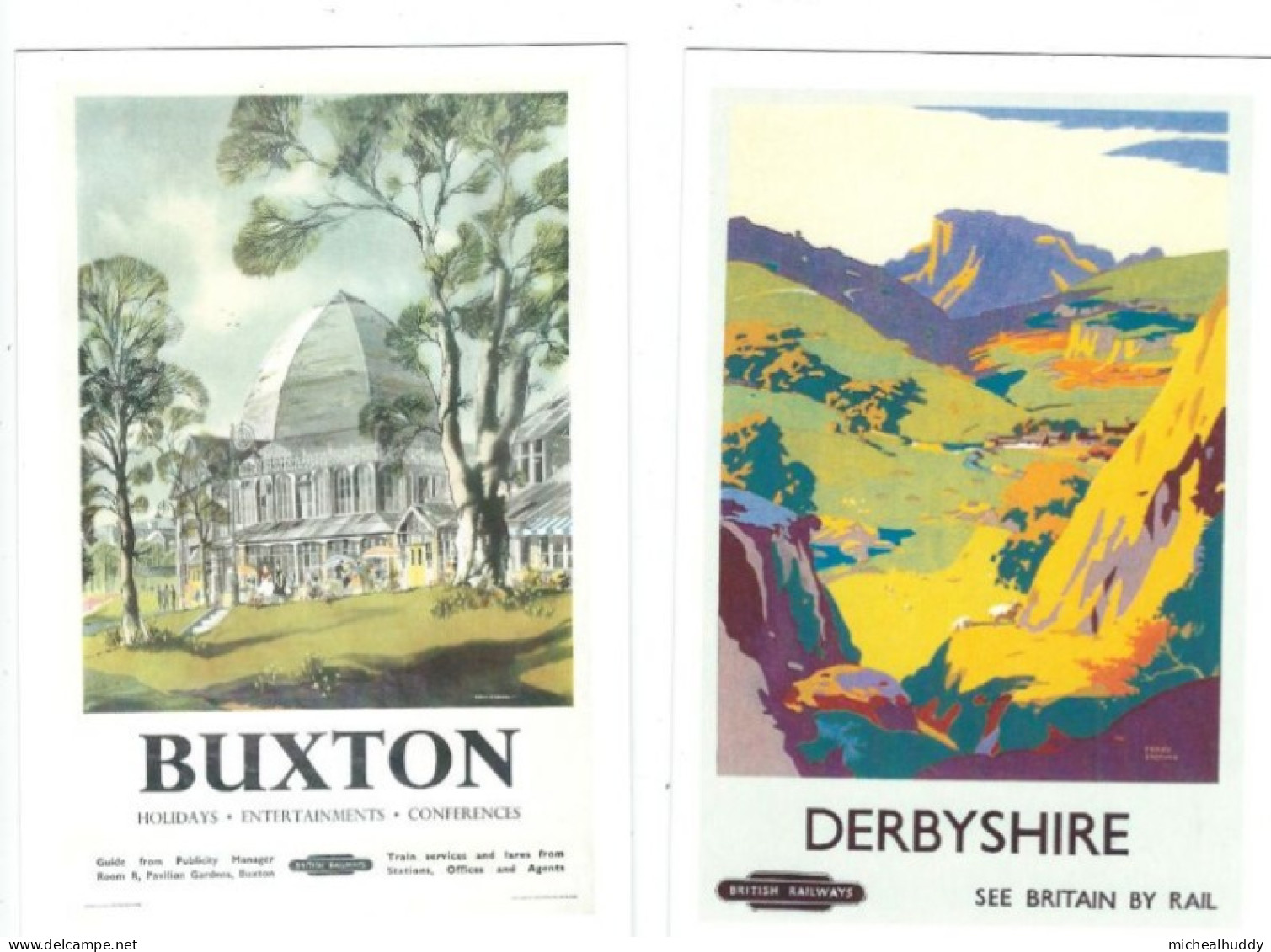 2 POSTCARDS UK RAIL ADVERTISING  B.R  DERBYSHIRE/ BUXTON - Materiaal