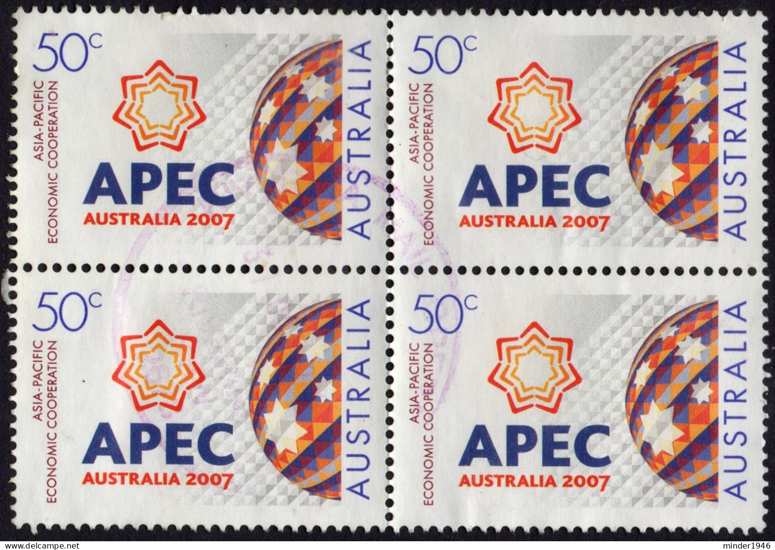 AUSTRALIA 2007 50c Block Of 4 Multicoloured, Asia-Pacific Economic Cooperation APEC SG2858 FU - Used Stamps