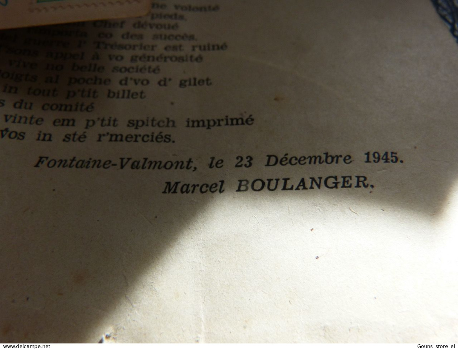 BC29-14LV38  Souvenirs De L'occupation à Fontaine Valmont En Wallon Texte De M Boulanger 1945 - Documentos