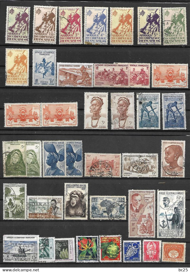 A.O.F-45 TRES BEAUX TIMBRES DONT 6 NEUFS-* * BELLES GOMMES ET 39 OBLITERES - PAS EMINCES-DEPUIS 1945-2 SCANS - Gebraucht