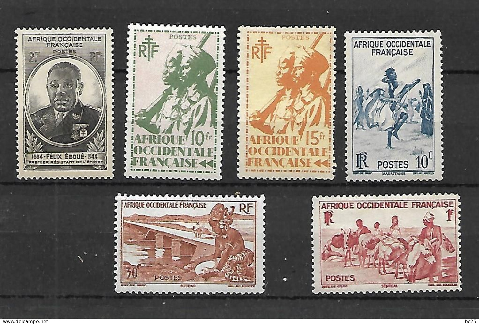 A.O.F-45 TRES BEAUX TIMBRES DONT 6 NEUFS-* * BELLES GOMMES ET 39 OBLITERES - PAS EMINCES-DEPUIS 1945-2 SCANS - Usati