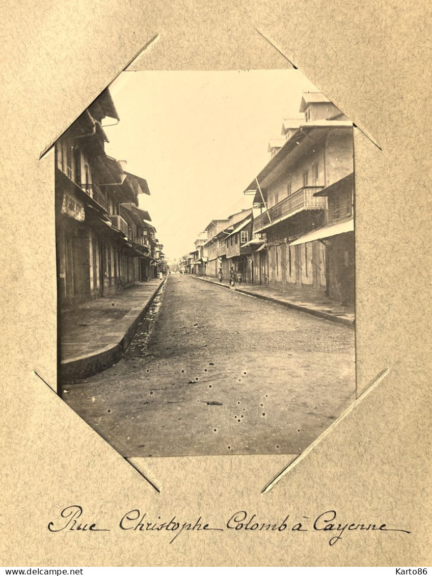 Cayenne , Guyane * Rue Christophe Colomb * RARE Photo Circa 1890/1910 10x8cm - Cayenne