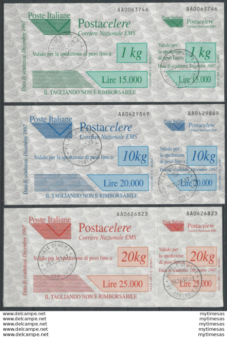 1997 Italia Postacelere 3v. Canceled Sass. N. 1/3 - Other & Unclassified