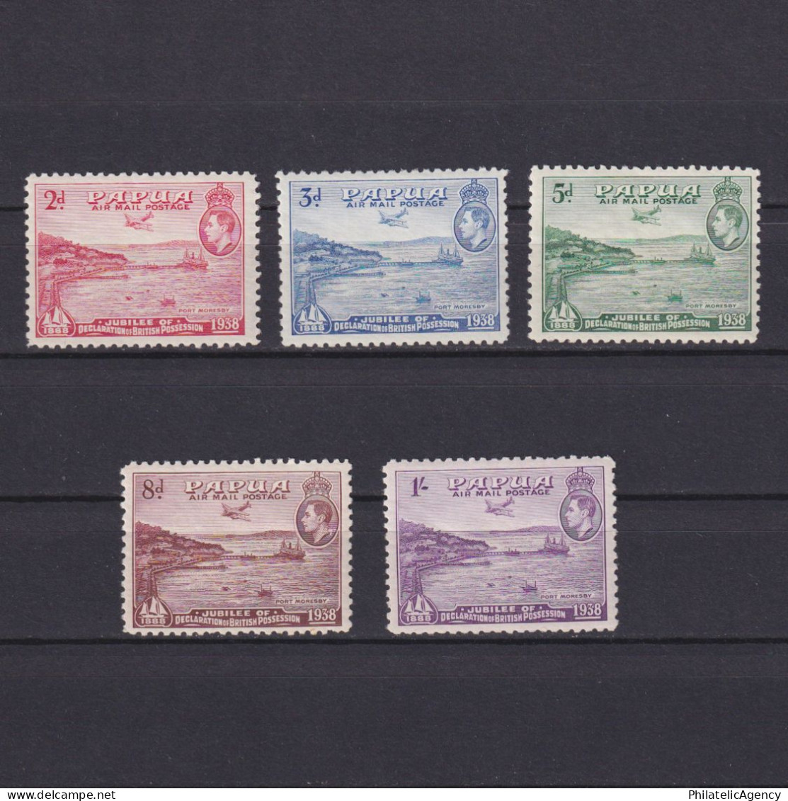 PAPUA 1938, SG #158-162, CV £35, MH - Papua New Guinea
