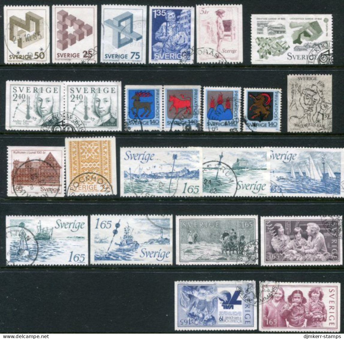 SWEDEN 1982 Nine Issues Used.  Michel 1182-1204 - Usati