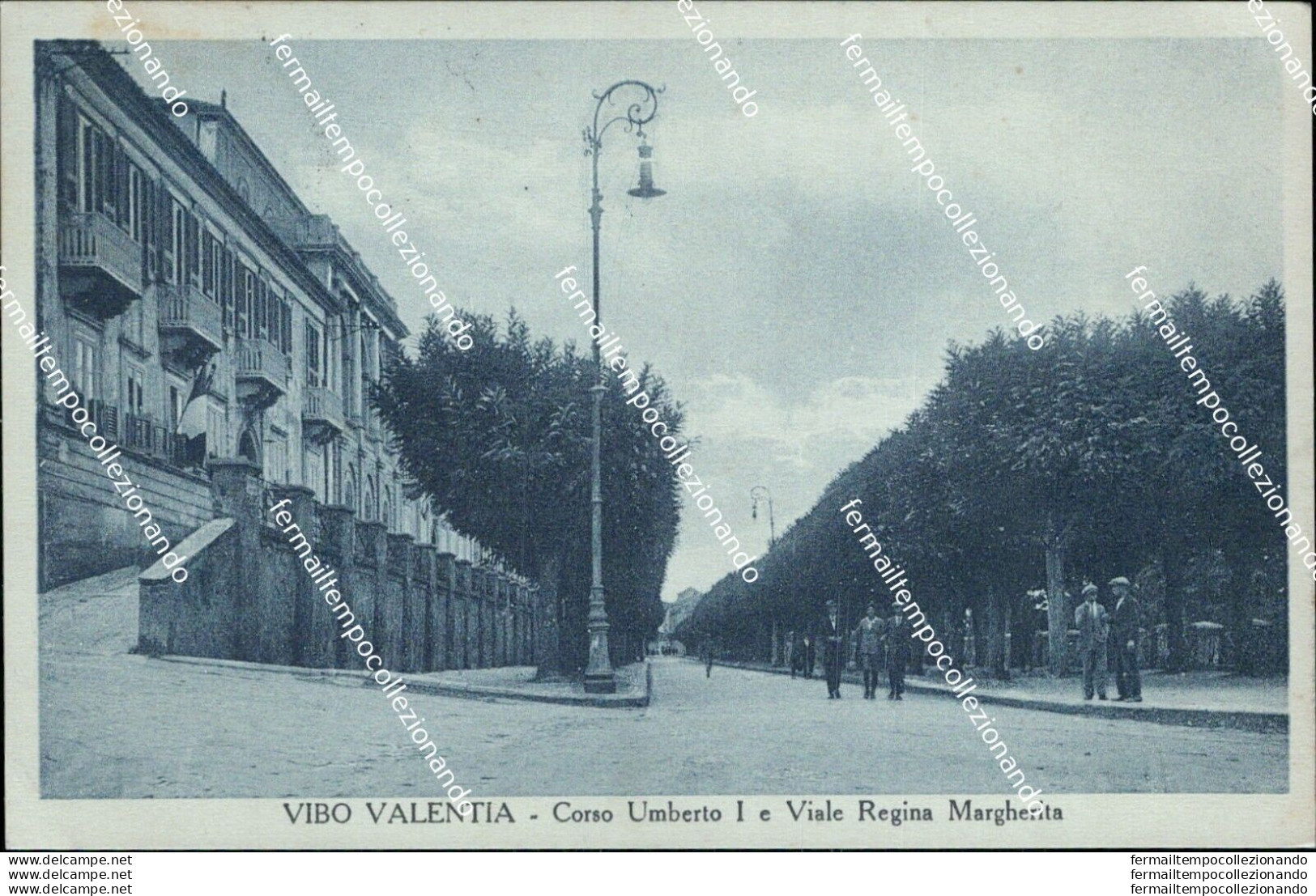 Bg104 Cartolina Vibo Valentia Corso Umberto I E Viale Regina Margherita 1936 - Vibo Valentia