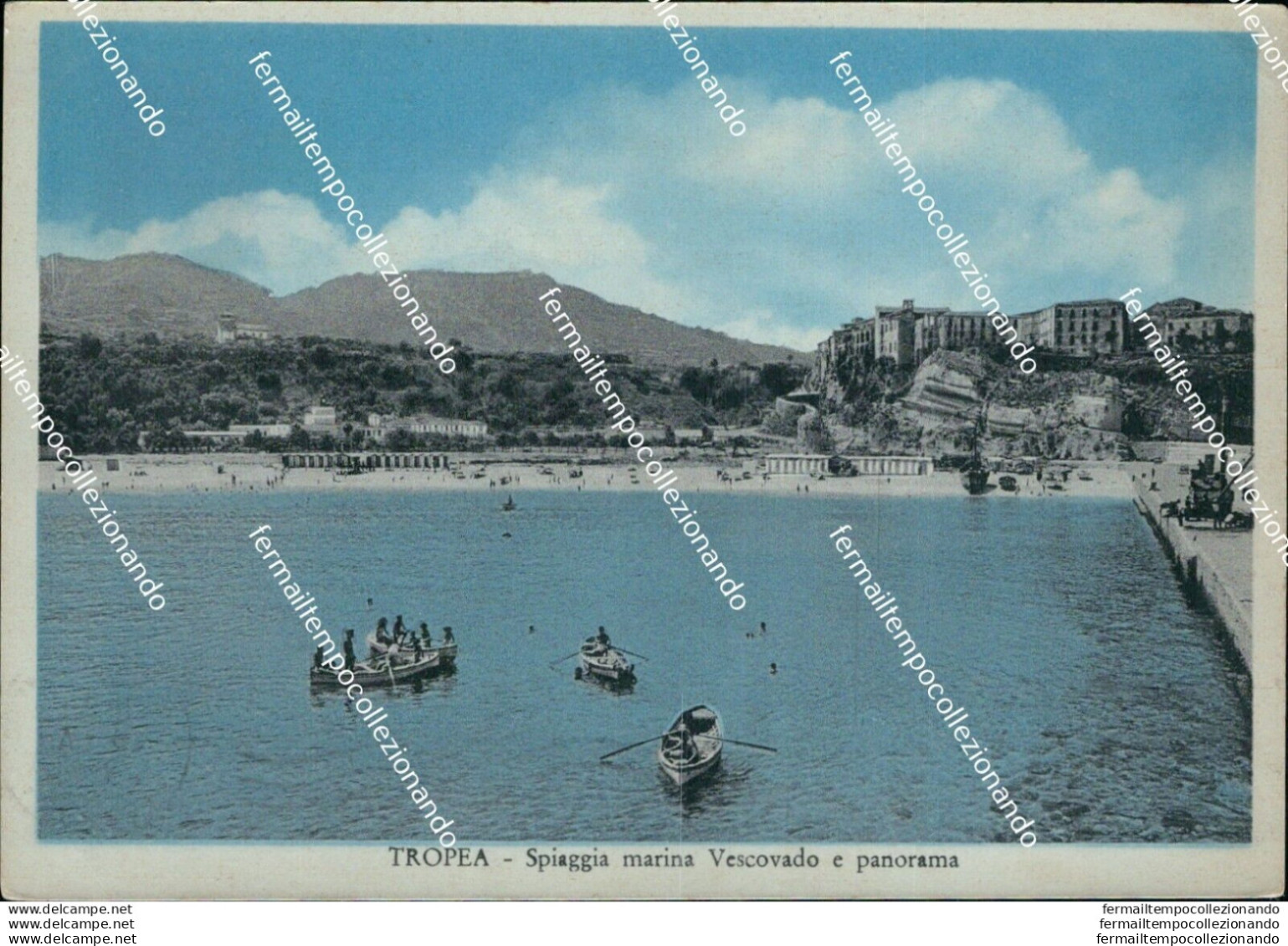 Bi113 Cartolina Tropea Spiaggia Marina Vescovado E Panorama Vibo Valentia - Vibo Valentia