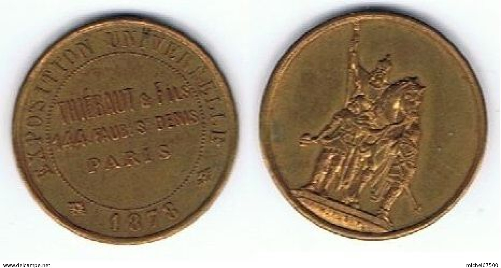 Médaille Jeton EXPOSITION UNIVERSELLE 1878 Thiébaut Et Fils - Otros & Sin Clasificación
