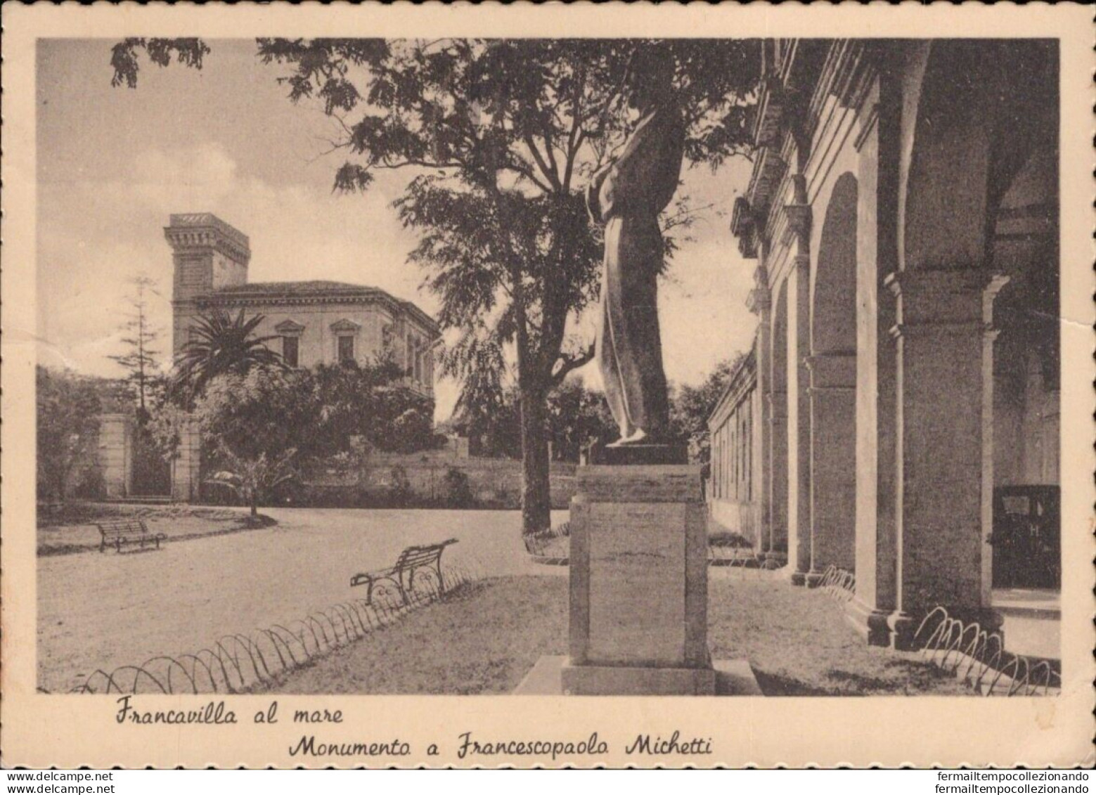 Cd650 Cartolina Francavilla Al Mare Monumento A Francescopaolo Michetti Chieti - Chieti