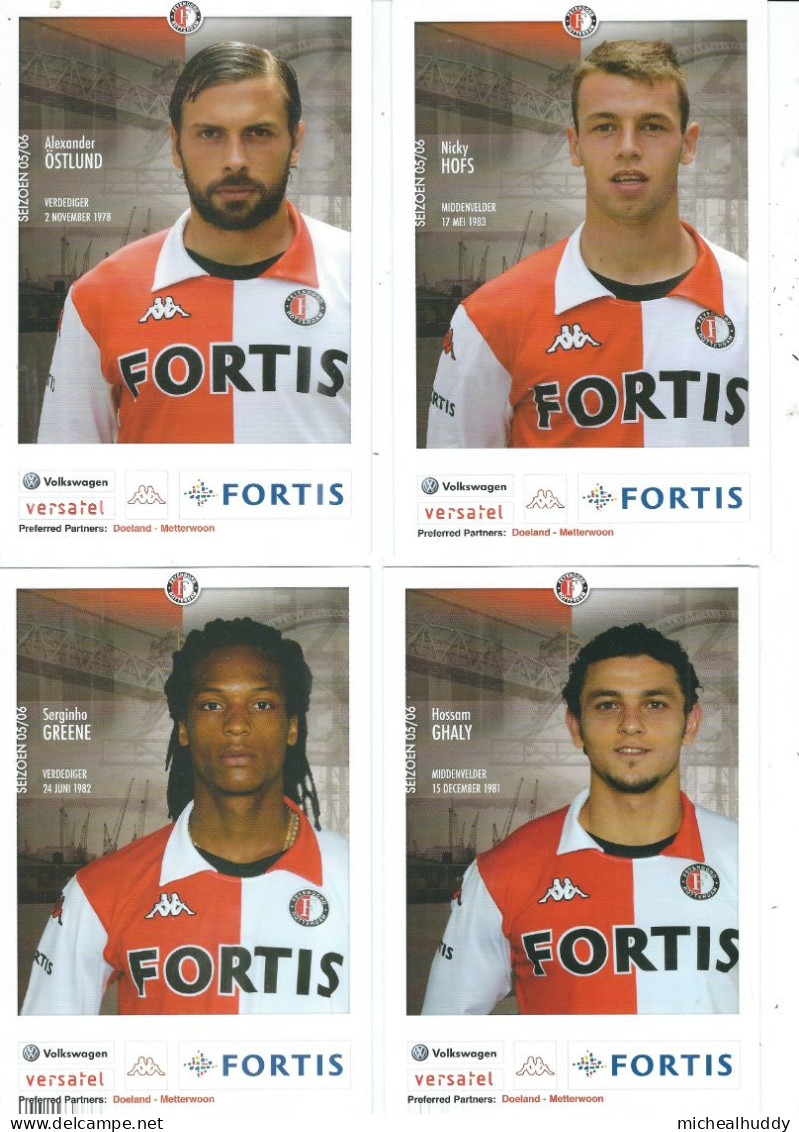 4  POSTCARDS   FC FEYENOORD ROTTERDAM 20005-06  SEASON - Soccer