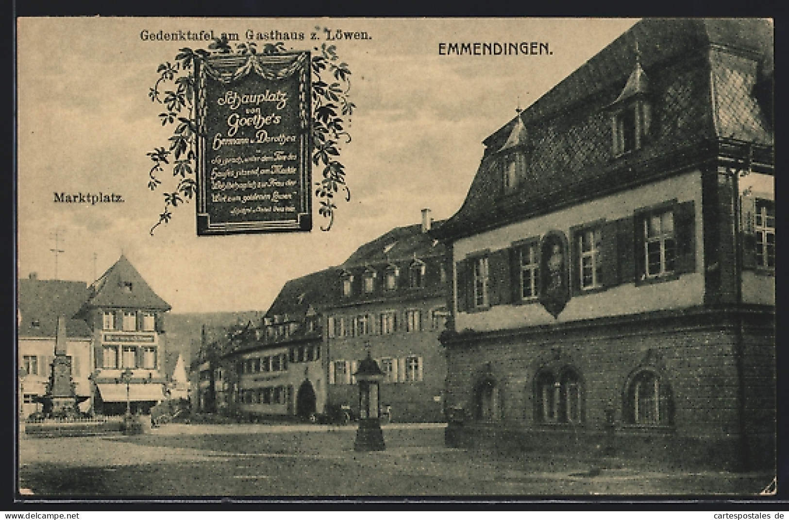 AK Emmendingen, Marktplatz Und Gedenktafel Am Gasthaus Z. Löwen  - Emmendingen