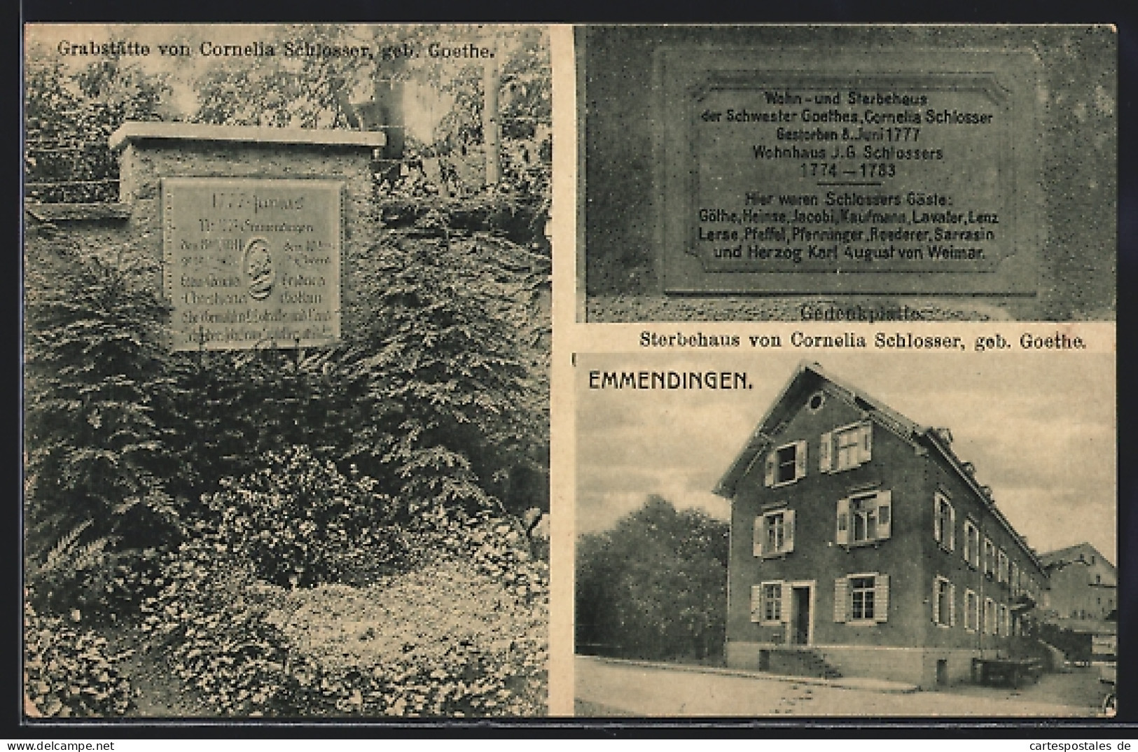 AK Emmendingen, Sterbehaus, Grabstätte Und Gedenkplatte Von Cornelis Schlosser  - Emmendingen