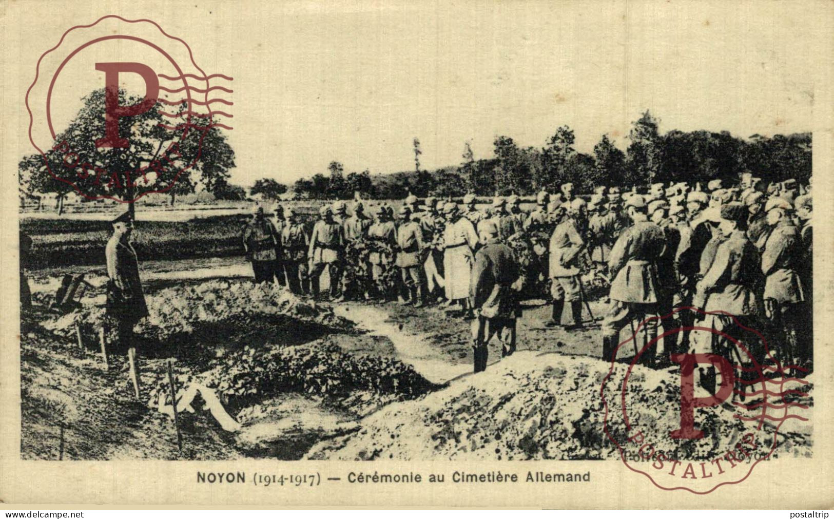 NOYON - MILITARIA 1914 1917 - CEREMONIE Au CIMETIERE ALLEMAND. MILITAR - Cimetières Militaires