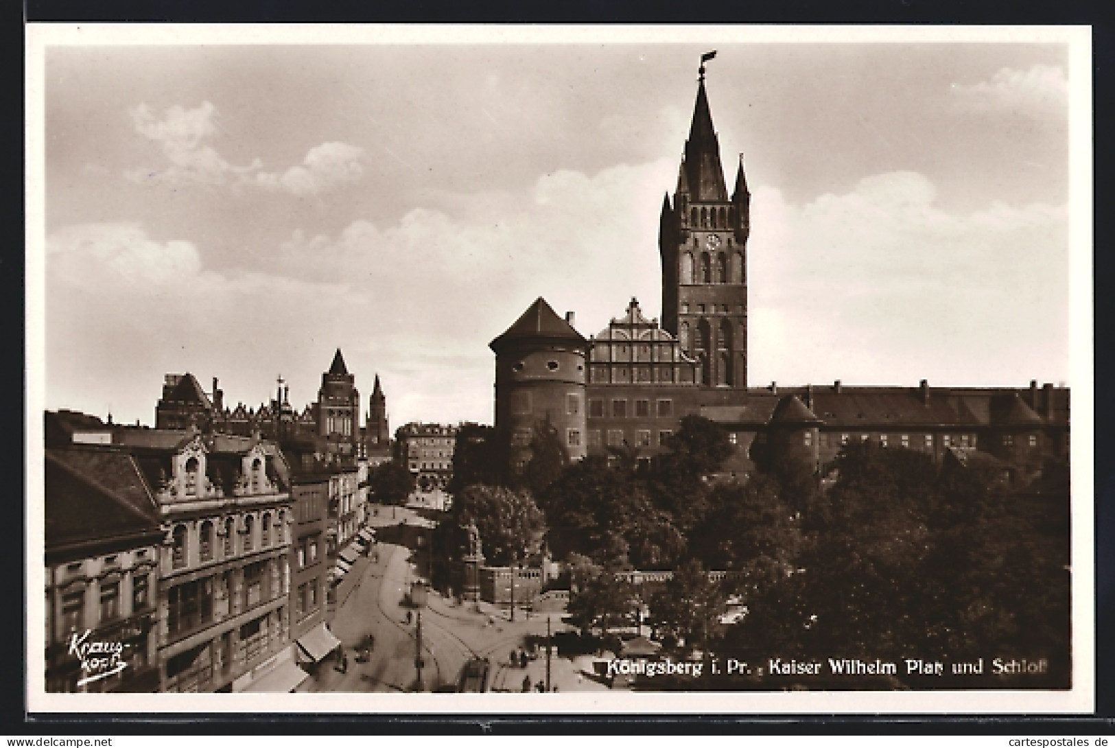 AK Königsberg I. Pr., Kaiser Wilhelm Platz Und Schloss  - Ostpreussen