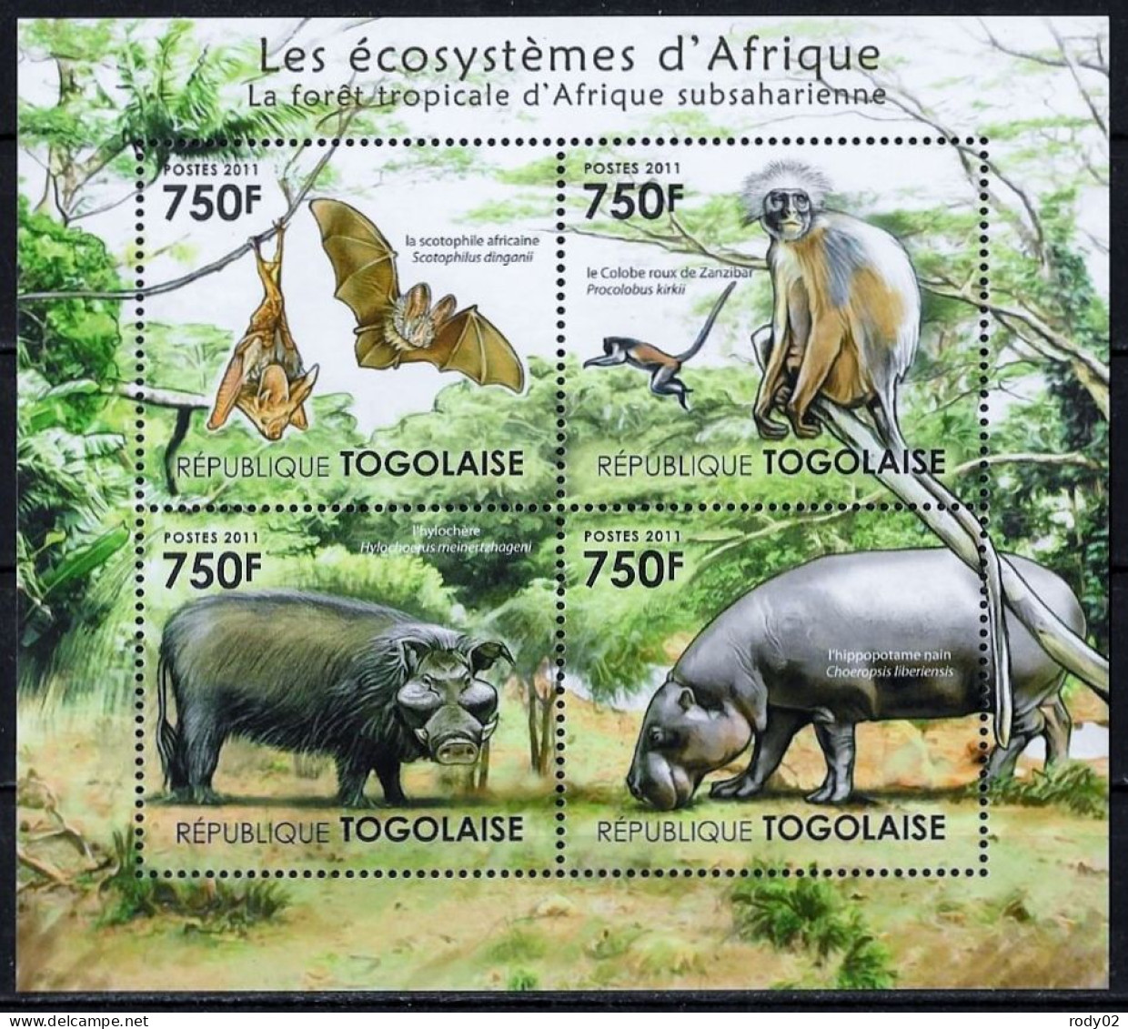 TOGO - ANIMAUX SAUVAGES - N° 2632 A 2635 ET BF 507 ET 520 - NEUF** MNH - Sonstige & Ohne Zuordnung