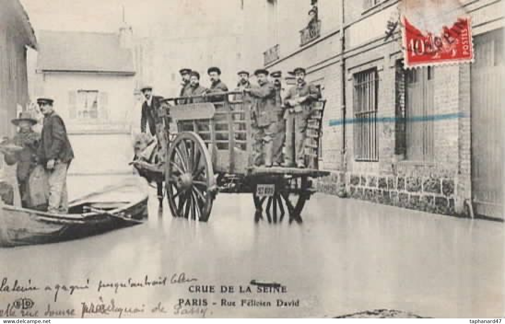 . 31 . PARIS . Crue De La Seine . Rue Félicien David . Belle Animation . Atellage, Barque . - Paris Flood, 1910