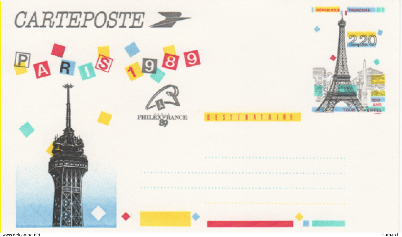 FRANCE-Entiers Postaux-Carteposte PARIS 1989 Philexfrance-Série De 5 Cartes Différentes - - Standard- Und TSC-AK (vor 1995)