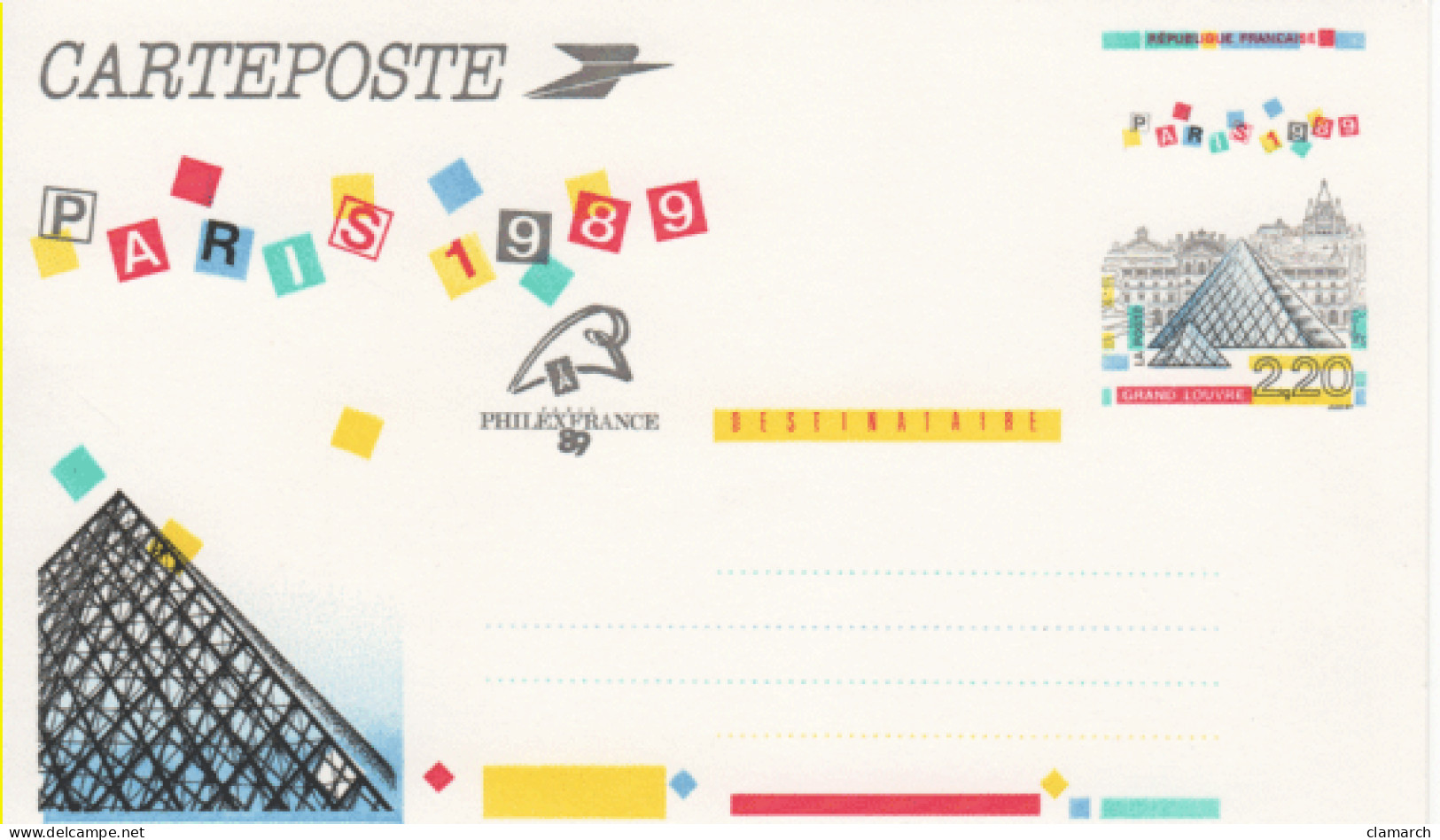 FRANCE-Entiers Postaux-Carteposte PARIS 1989 Philexfrance-Série De 5 Cartes Différentes - - Standard Postcards & Stamped On Demand (before 1995)