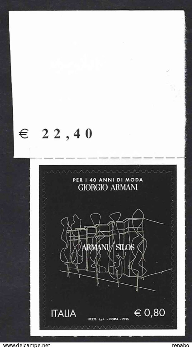 Italia 2015 ; Giorgio Armani , Francobollo Di Bordo Superiore - 2011-20: Mint/hinged