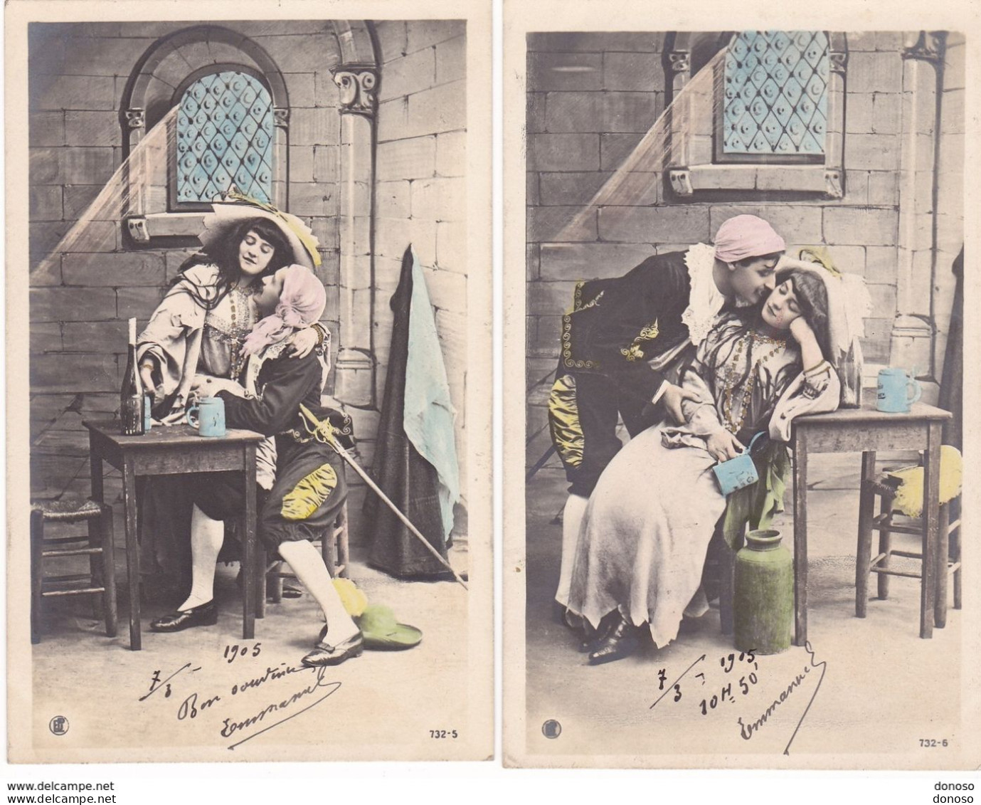 COUPLES Costumés 6 CPA   Coloré Circulé  Cachet De 1905 - Koppels