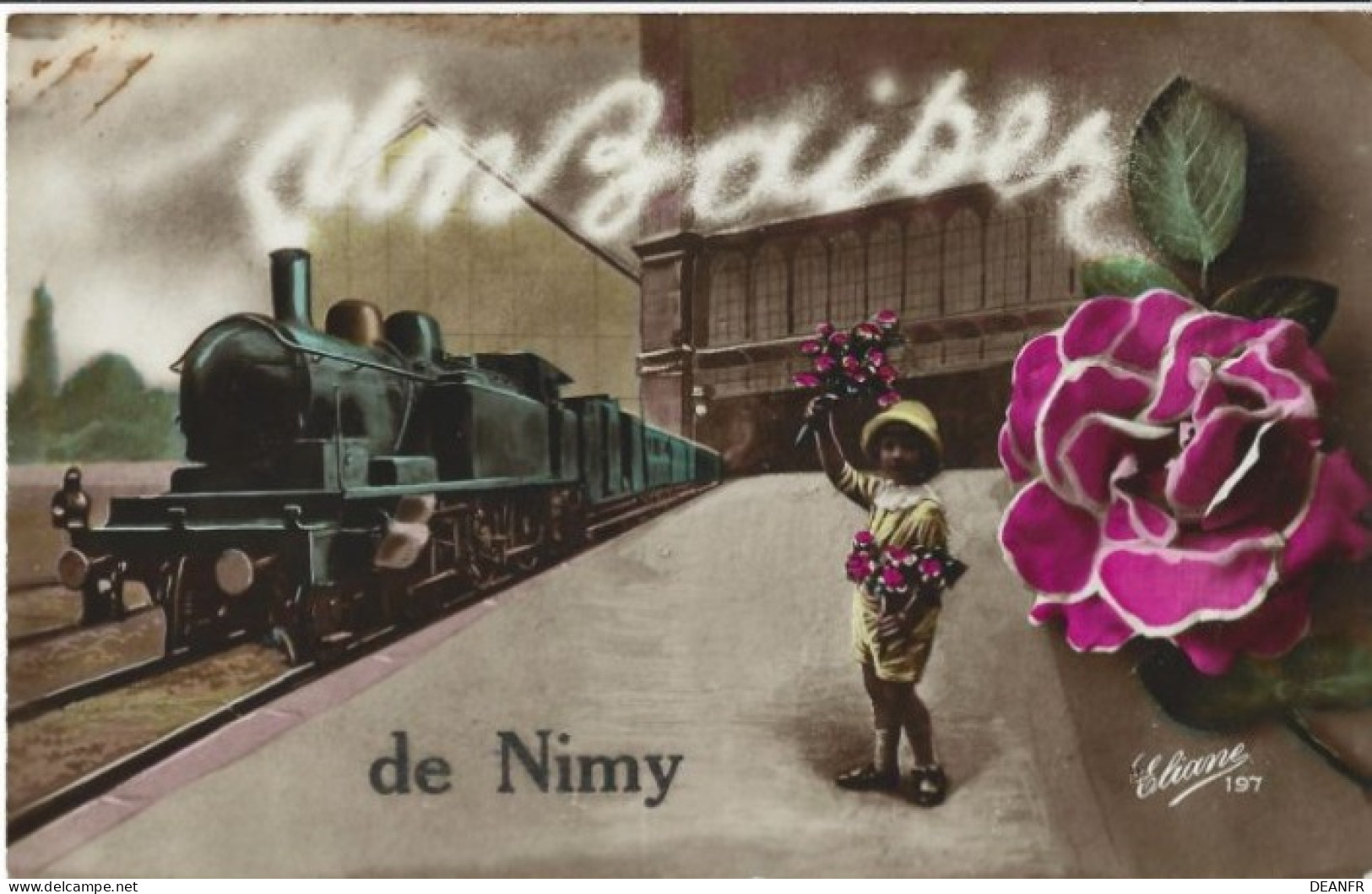 NIMY ( MONS ) : Un Baiser De Nimy. Belle Carte Avec Un Train. - Mons