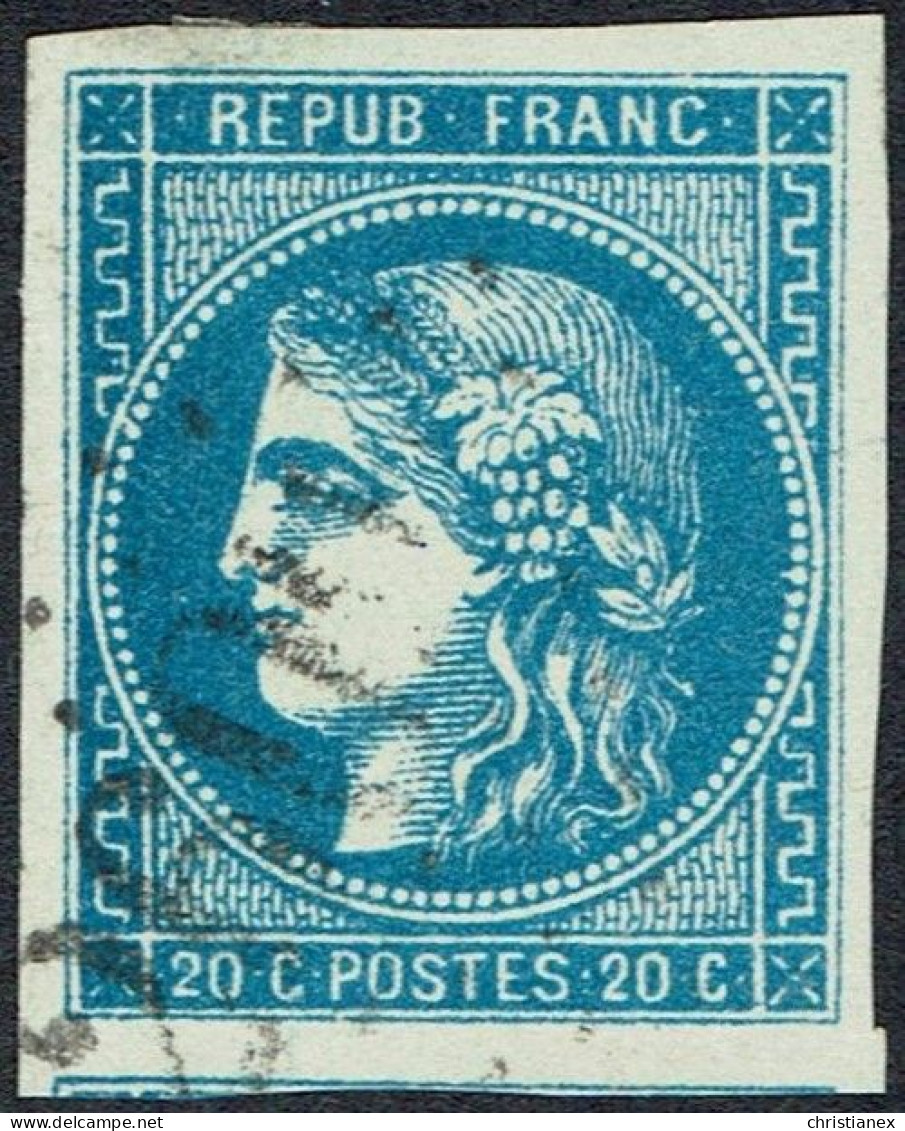 YT N° 46B Bordeaux 20c BLEU Type III Report II - Position 1 Du Bloc Report - 1870 Bordeaux Printing