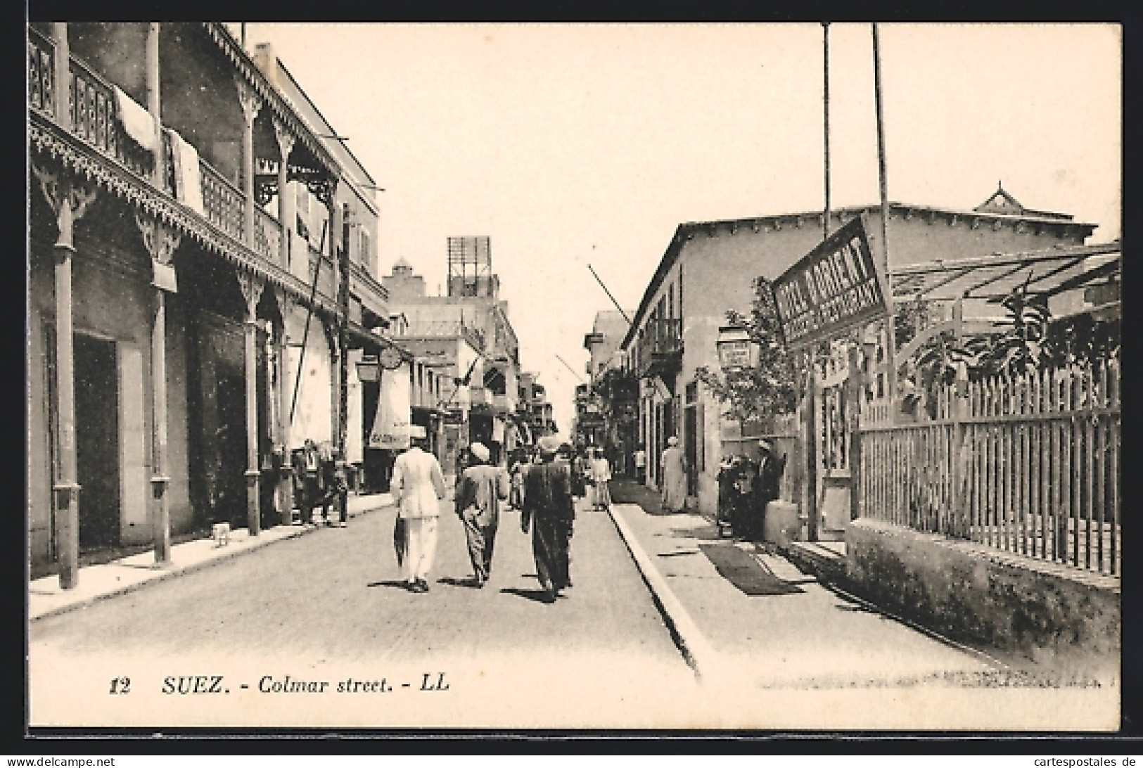 CPA Suez, La Rue Colmar, Vue De La Rue  - Autres & Non Classés