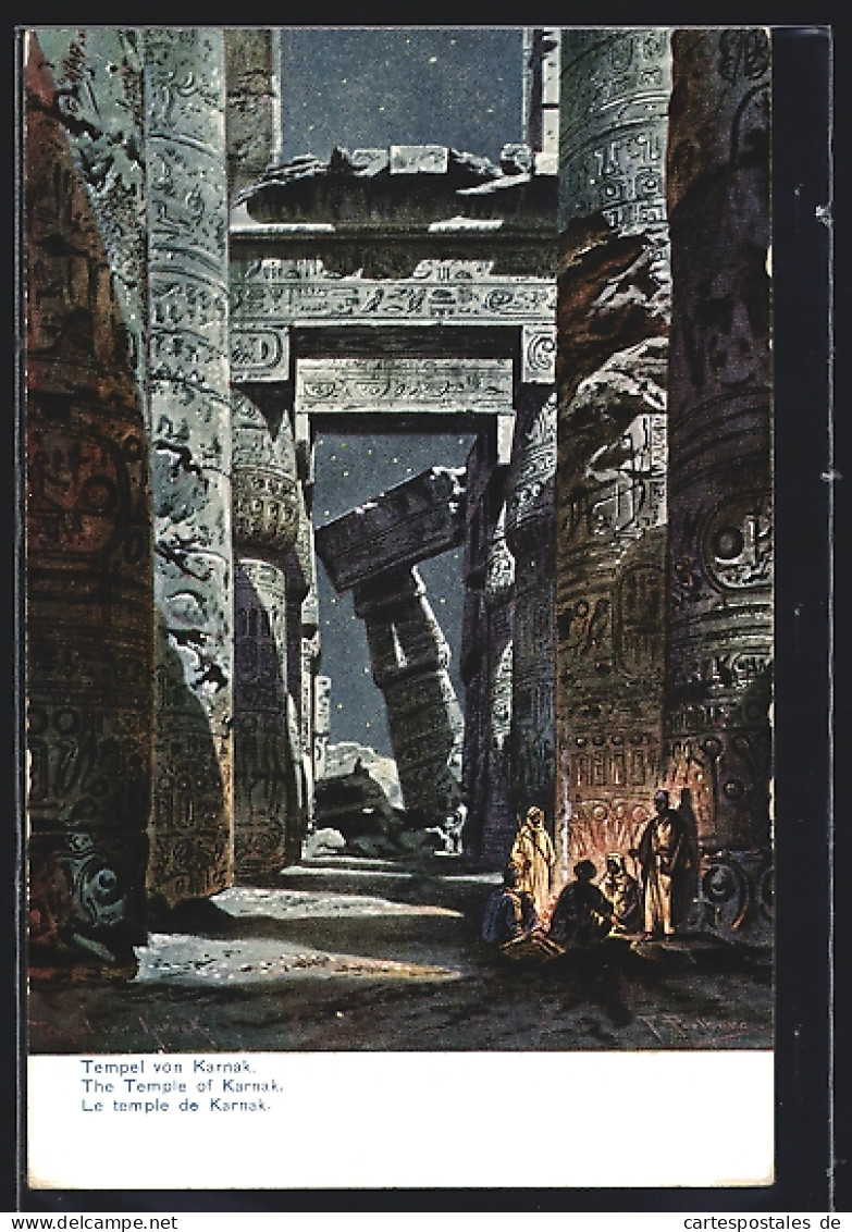 Künstler-AK Friedrich Perlberg: Karnak, Tempel  - Perlberg, F.