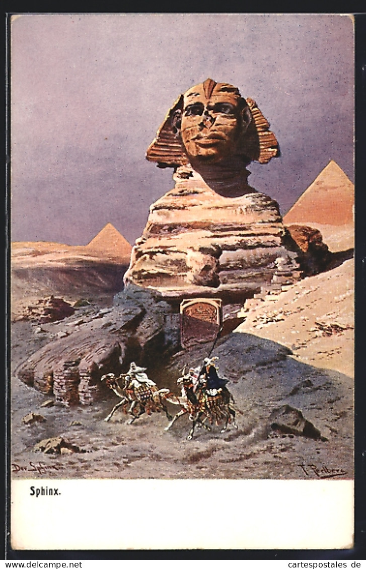CPA Illustrateur F.Perlberg: Gizeh, Beduinen Auf Kamelen Vor Der Sphinx  - Autres & Non Classés