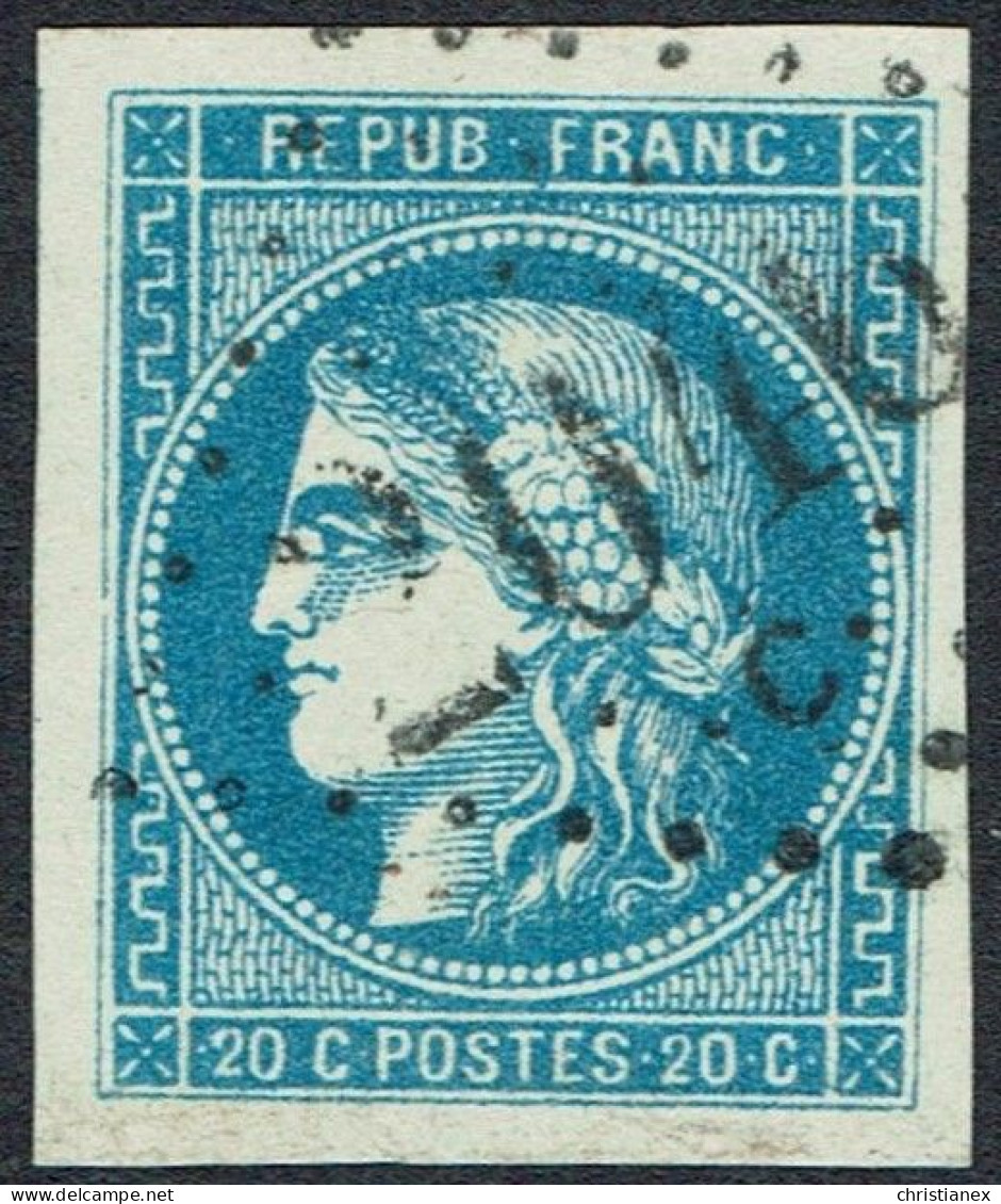 YT N° 46B Bordeaux 20c BLEU Type III Report II - Position 3 Du Bloc Report - 1870 Bordeaux Printing