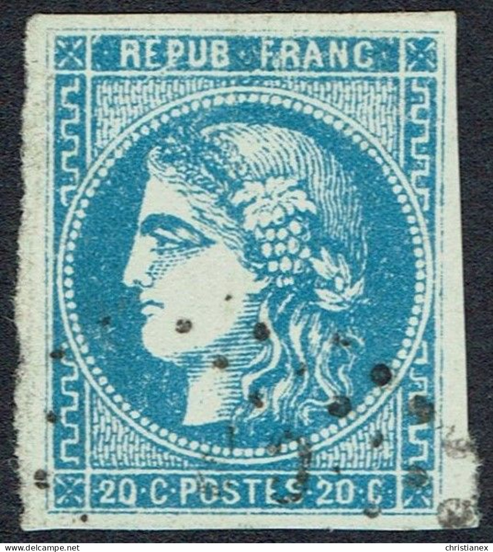 YT N° 46B Bordeaux 20c BLEU Type III Report II - Position 4 Du Bloc Report - 1870 Bordeaux Printing